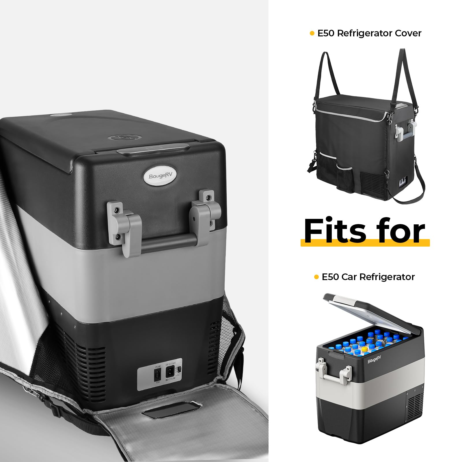 BougeRV 53 Quart Insulated Protective Cover, 12 Volt Portable Refrigerator Cover 53 Quart Fridge, For Kohree 53 Quart (Refrigera