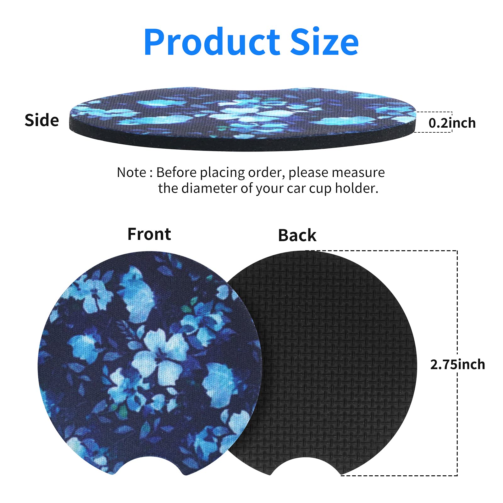 tifanso Car Cup Drink Holder Coaster, 2 Pack Car Coasters for Cup Holders, Cute Vehicle Accessories for Women and Girl (Orchid)