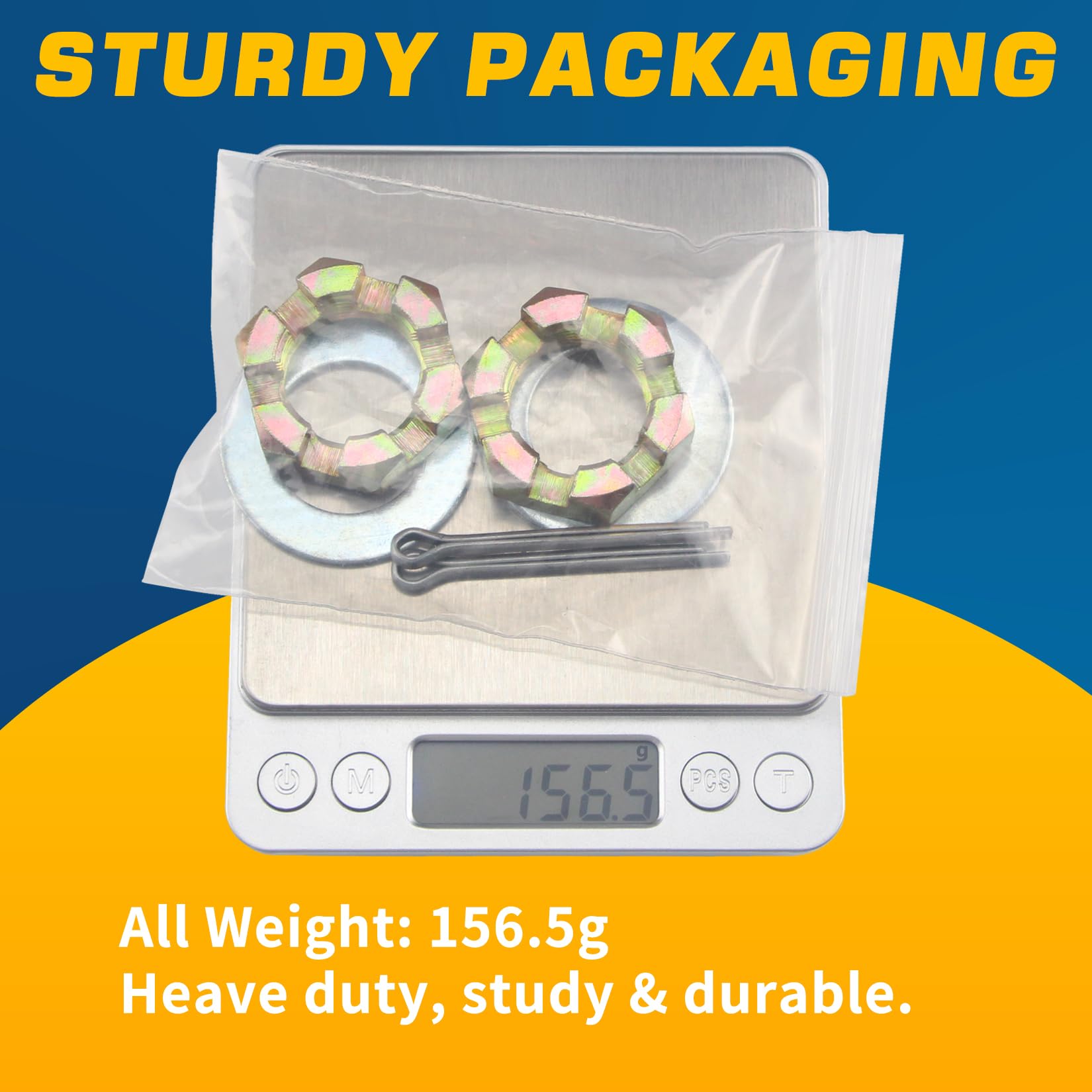 Grepspud 2Sets 1'' Trailer Axle Nut Kits 1'' Thread Spindle Castle Nuts Set With 1'' I.D. Washers & 2.3'' Long Cotter Pins, Trai