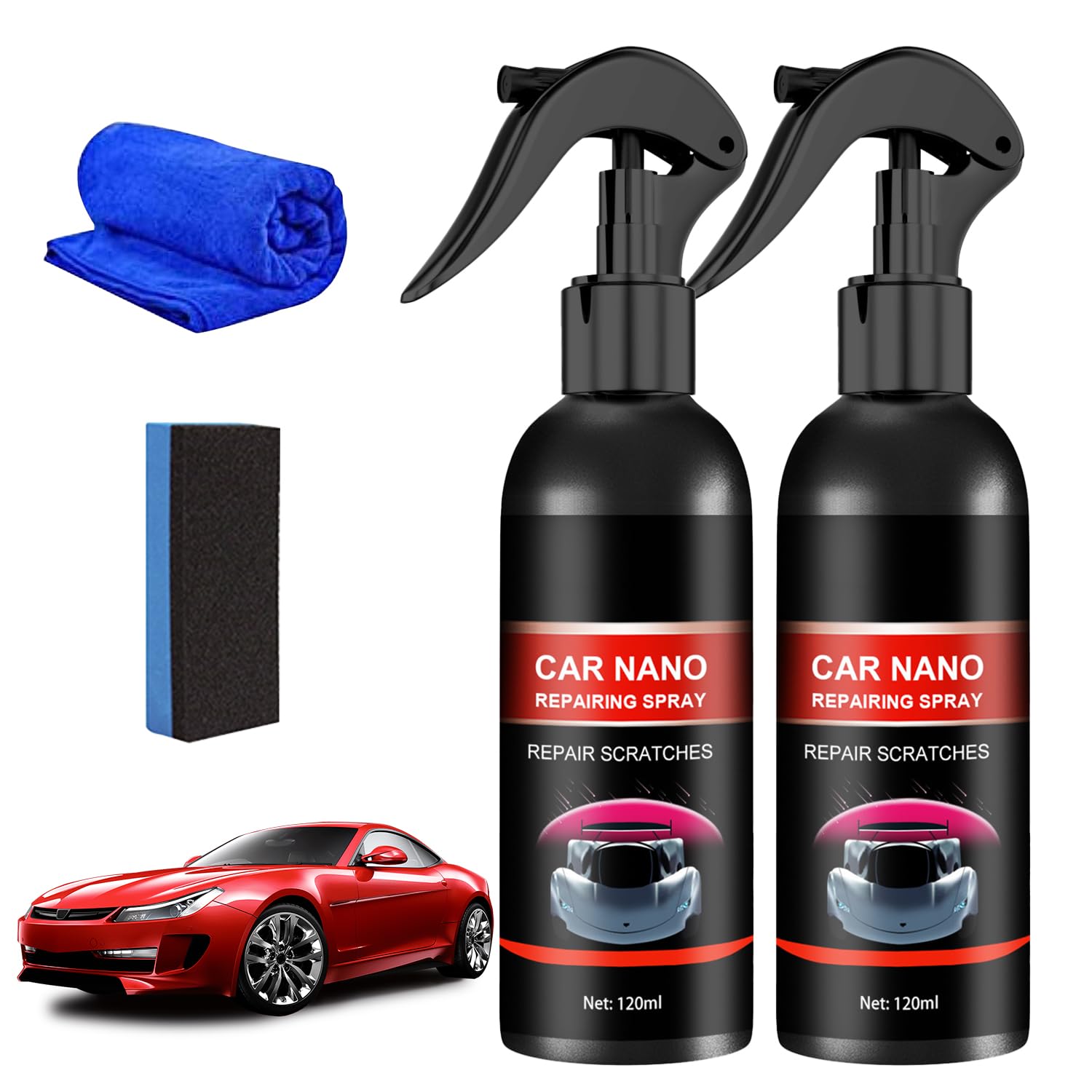 2PCS Nurafix Nano Car Spray, Nurafix Scratch Remover, Nurafix Scratch Fix, Nurafix Car Wax for Cars, Nurafix Nano Scratch Repair