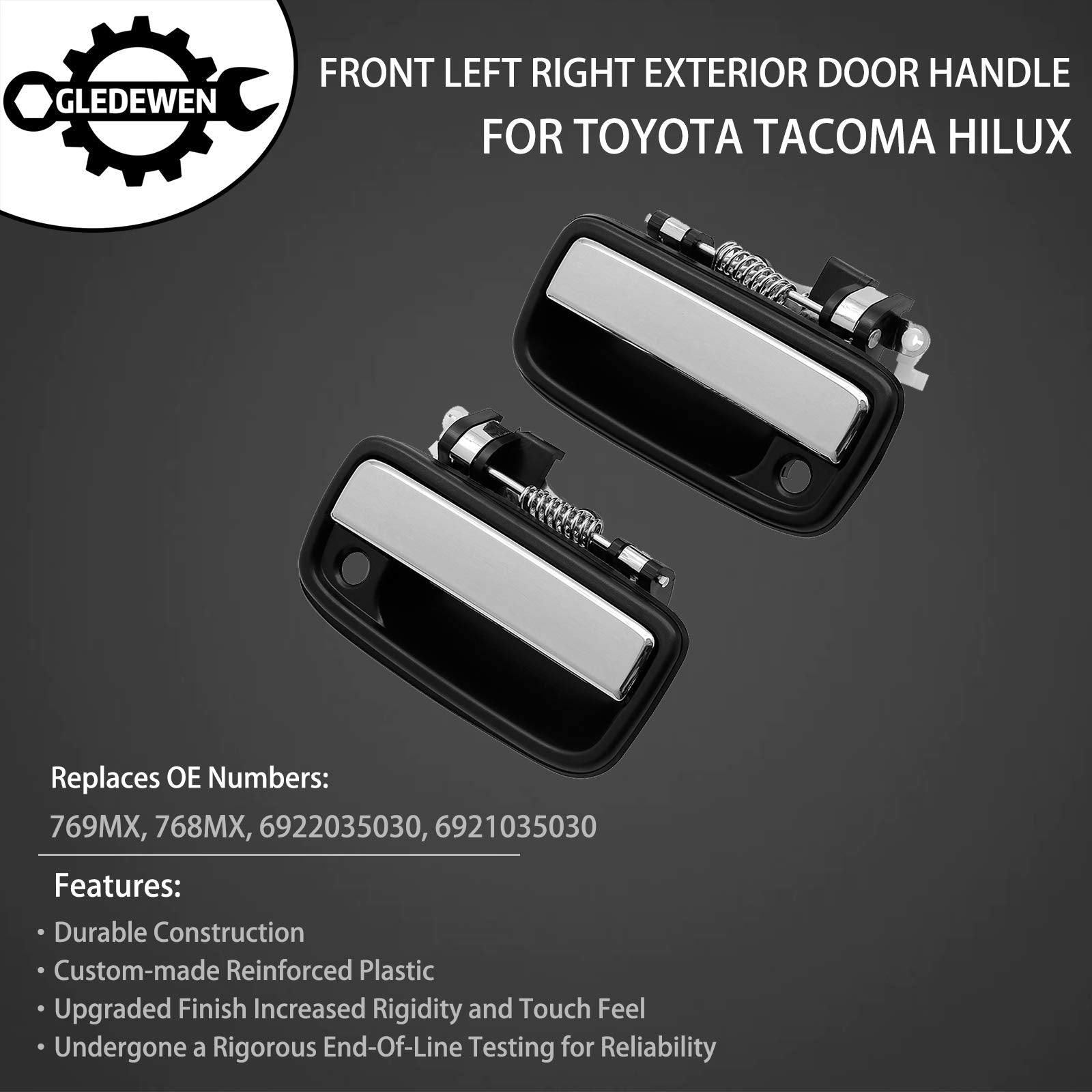 Gledewen Exterior Door Handle Front Left & Right Pair with Key Hole | Replacement for 1995-2004 Toyota Tacoma, 2004-2012 Toyota