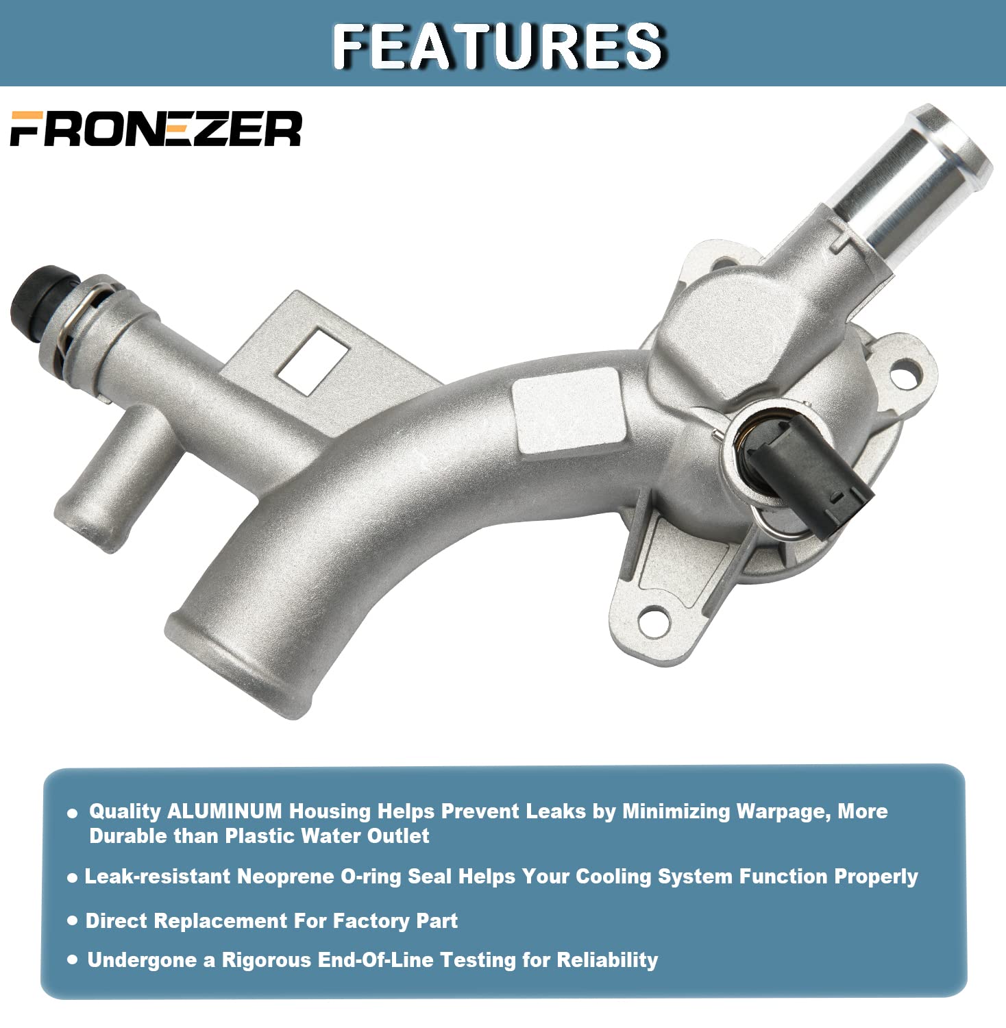 Aluminum Engine Coolant Thermostat Housing Water Outlet Kit with Coolant Reservoir Inlet Hose Compatible with 2011-2021 Chevy Cr