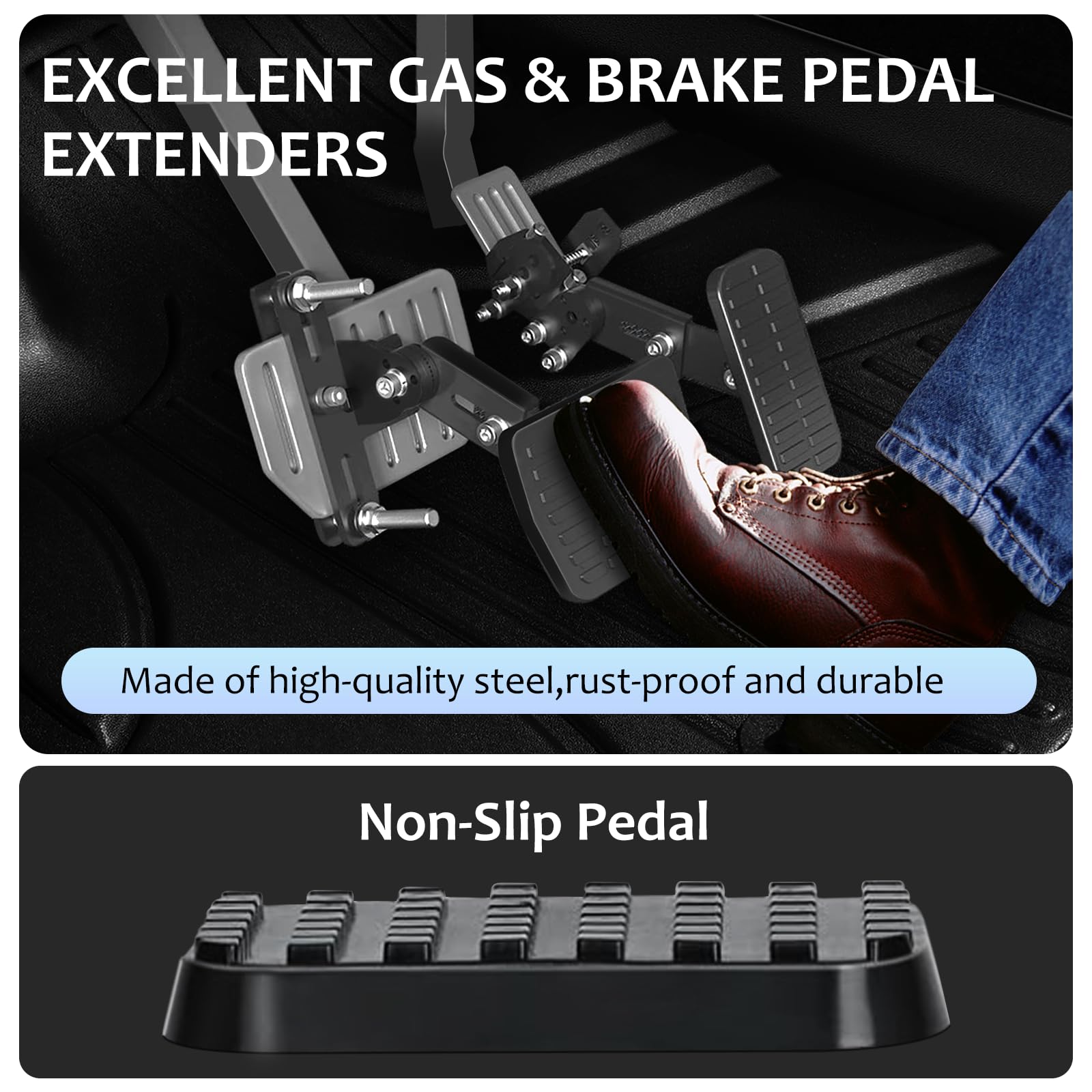 PARAROSE Pedal Extender for Brakes and Gas Pedal, Gas Pedal Extender with Adjustable Length and Angle for Short Drivers for Cars