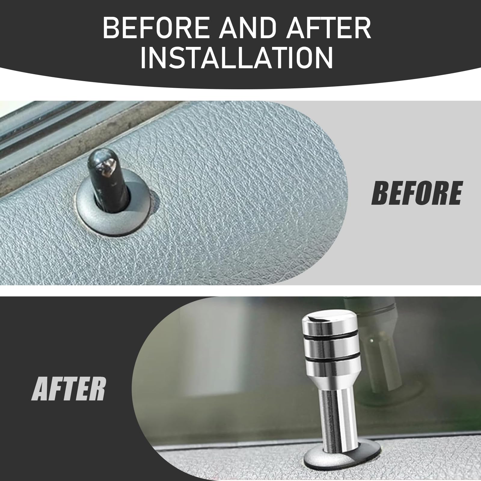 Slykew 4 Pcs Car Door Lock Knobs, 0.47'' X 1.93'' Aluminum Alloy Inner Door Lock Pull Pins, Automotive Inner Door Pull Pins Deco