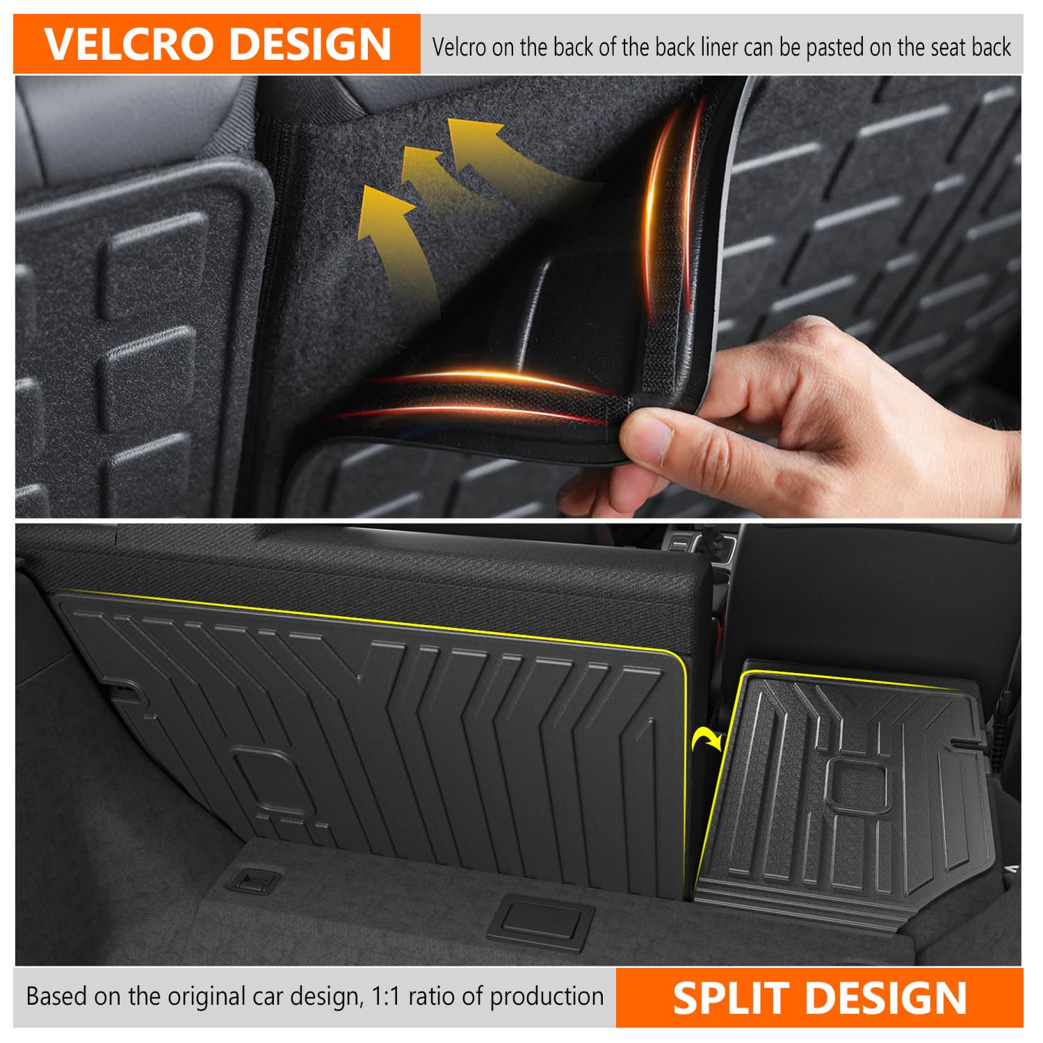 Powoq Rear Backrest Mat Compatible With 2022-2025 Honda Civic Hatchback Back Seat Protector Cargo Liner Mat Replacement For 2022