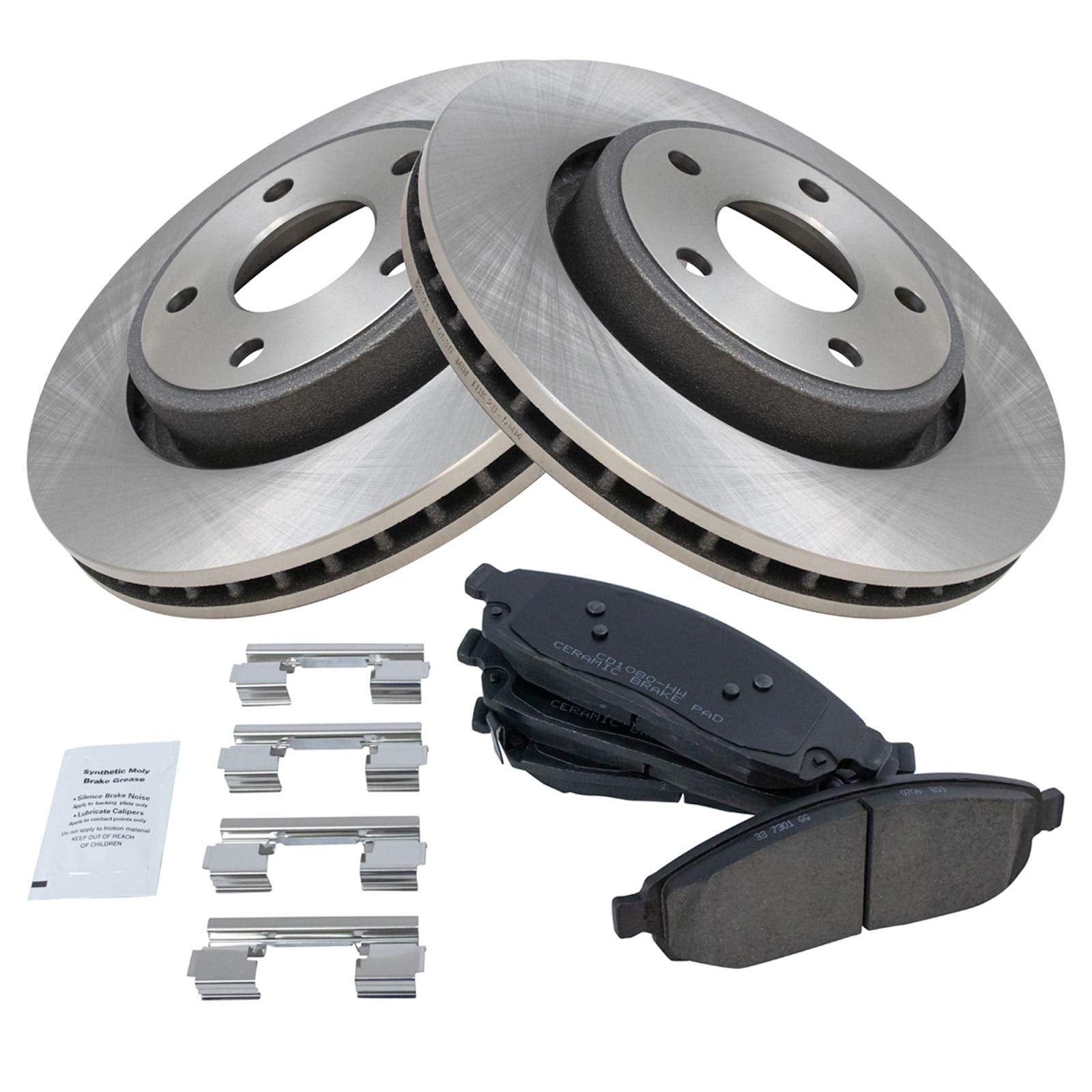 Trq Front Brake Pad & Rotor Kit Brake Pads Brake Rotor Ceramic Compatible With 2006-2010 Jeep Commander 2005-2010 Grand Cherokee