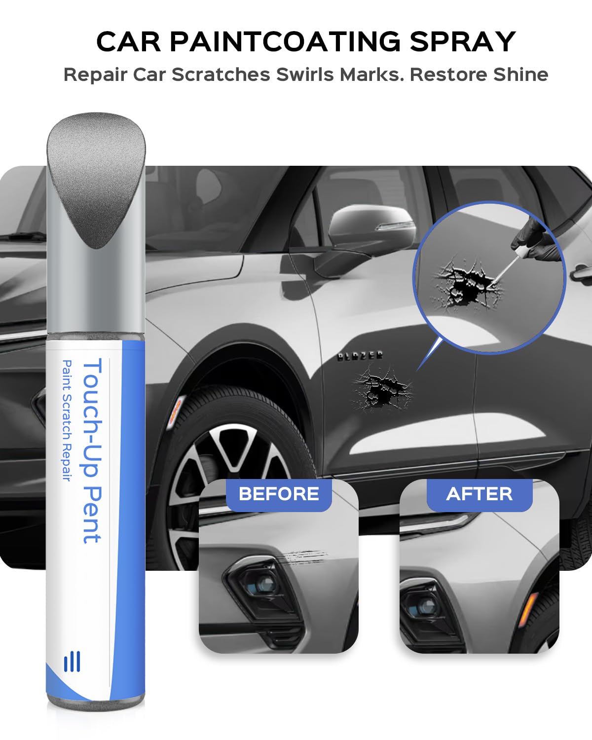 Parts4Ev Gxd/Wa130H Sharkskin/Sterling Gray Metallic Touch Up Paint Compatible With Chevrolet Exact Match Chips And Nicks Touch