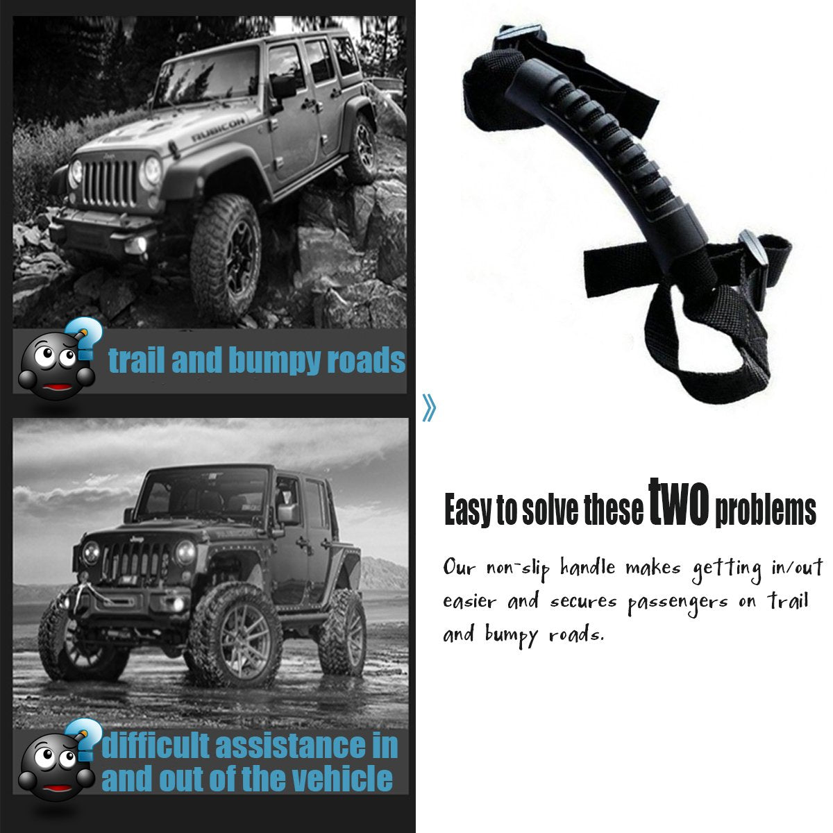 moveland 4 x Grab Handle Compatible with Roll Bar Grab Handles Jeep Wrangler YJ TJ JK JL Sports Sahara Freedom Rubicon X & Unlim