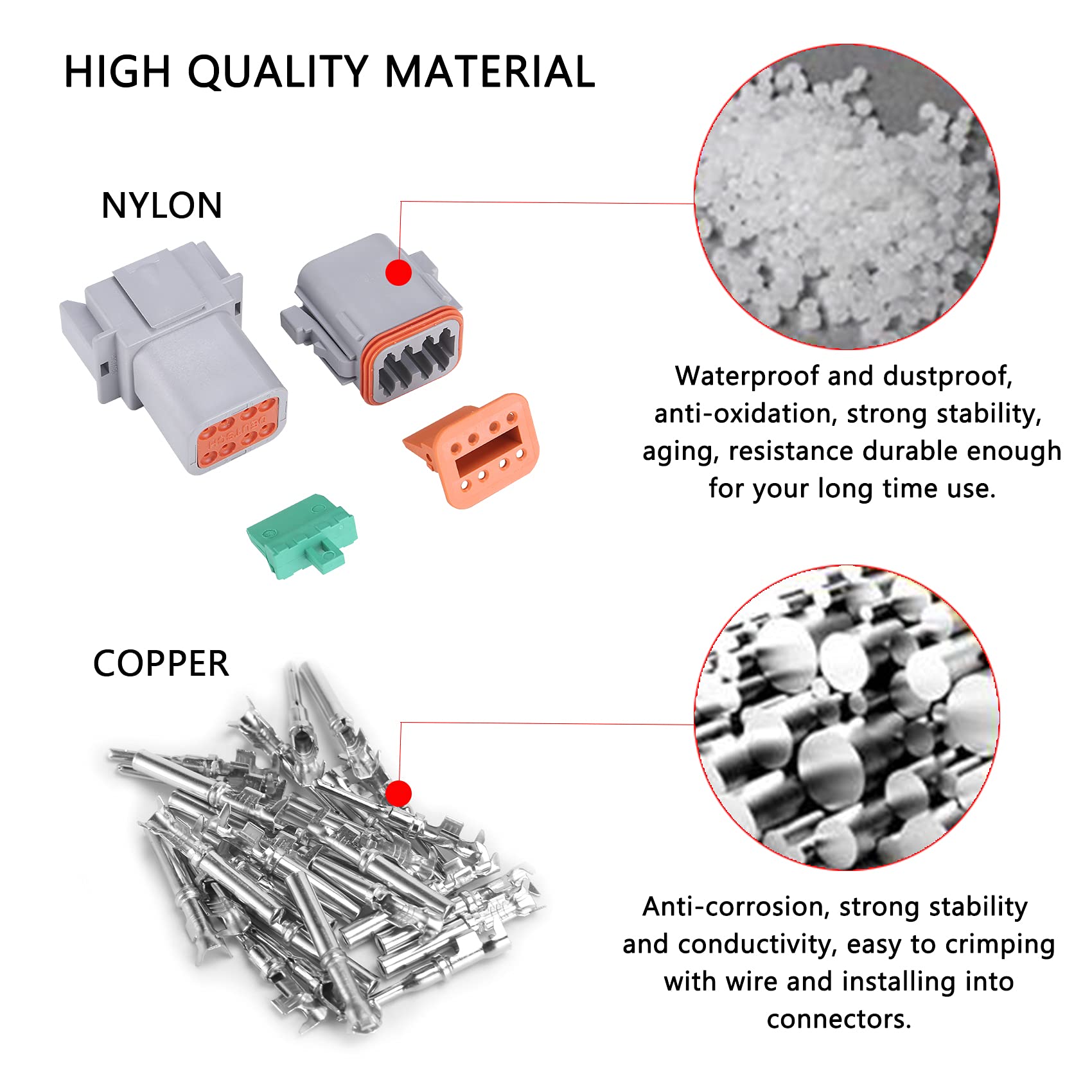 Muyi 5 Kit 8 Pin Way Dt Series Connector Gray Receptacle Ip67 Waterproof Heavy Duty 14-18 Awg 13 Amps Continuous Dt04-8P Dt06-8S