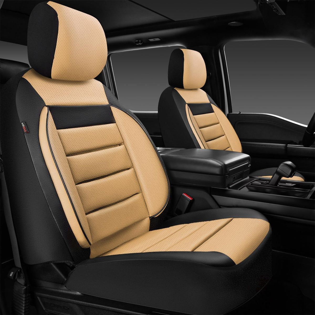 Car Pass Faux Leather Car Seat Covers Front Seats Only, 3D Foam Support Car Seat Covers, Universal Fit For Trucks Vans Suvs Seda