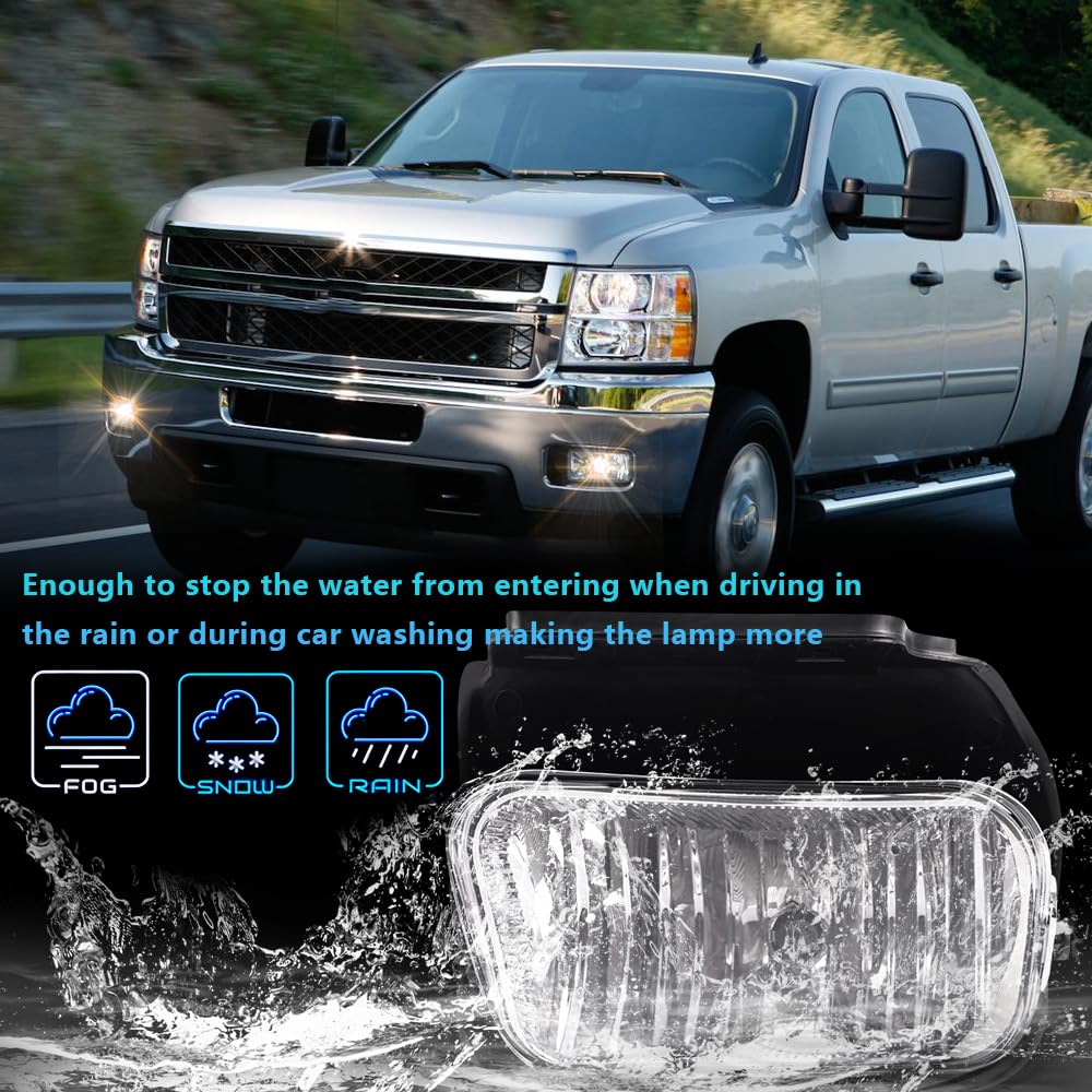 Pit66 Left/Right Fog Lights, Compatible With 03-06 Chevy Silverado 1500 2500 3500 Hd Models/03-06 Avalanche 1500 2500(Fit No Cla
