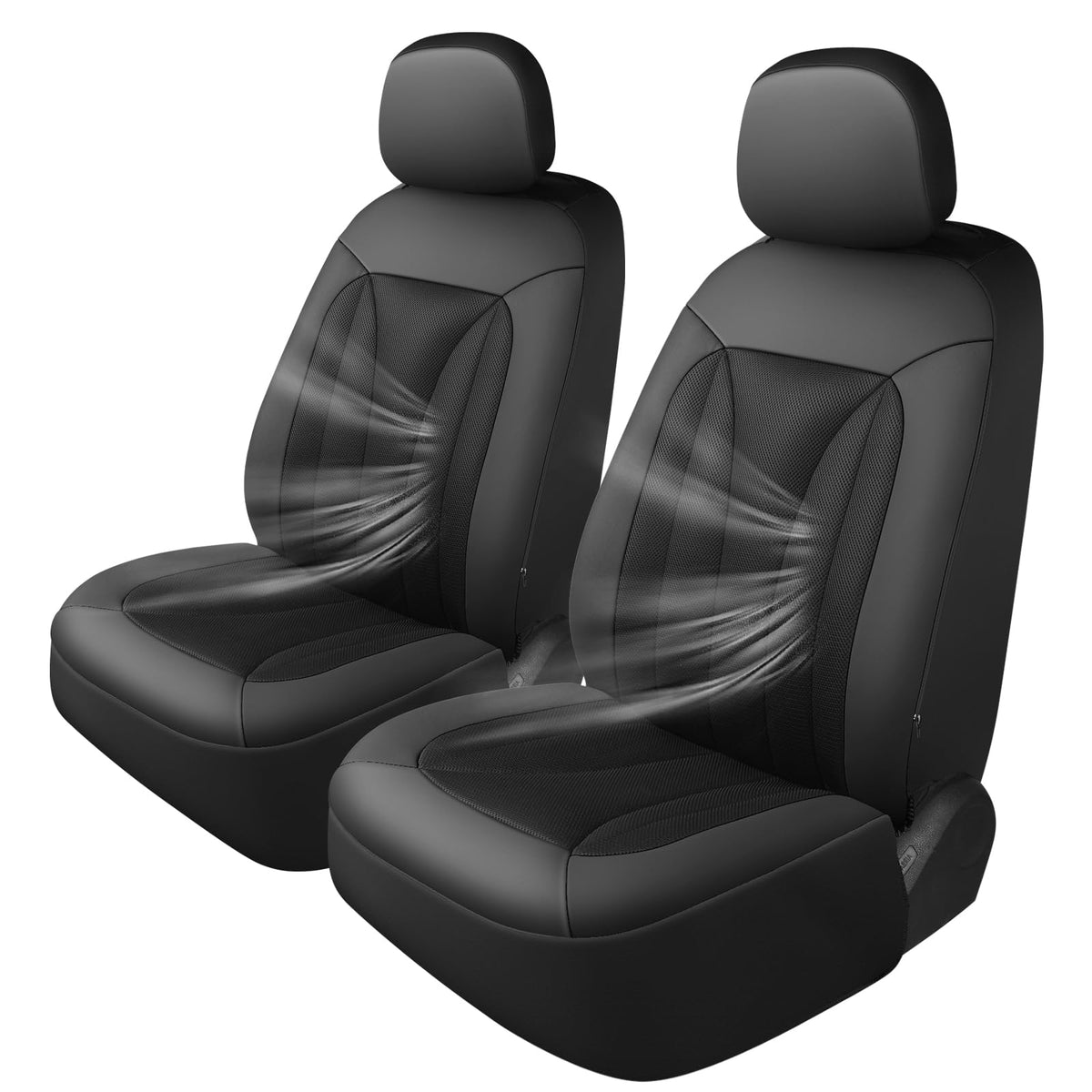 Giant Panda Fit Silverado 1500 2500 3500 Colorado Front Car Seat Cover, 3D Air Mesh Breathable Seat Protector, Black(2-Pack