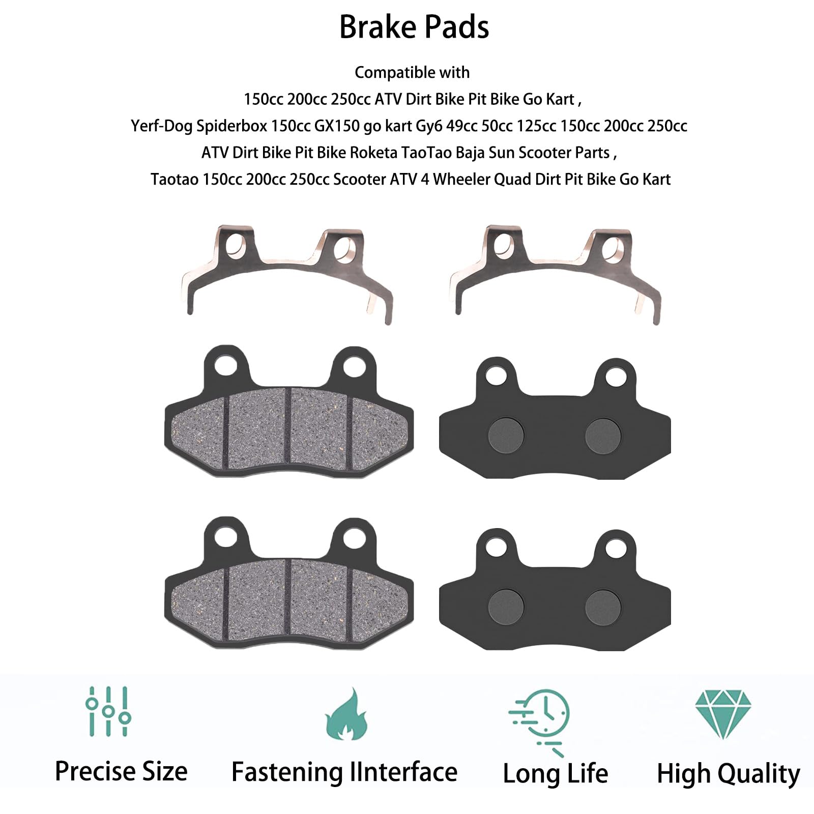 2PCS Brake Pads Set for 150cc 200cc 250cc ATV Dirt Bike Pit Bike Go Kart,Yerf-Dog Spiderbox 150cc GX150 go kart Gy6 49cc 50cc 12