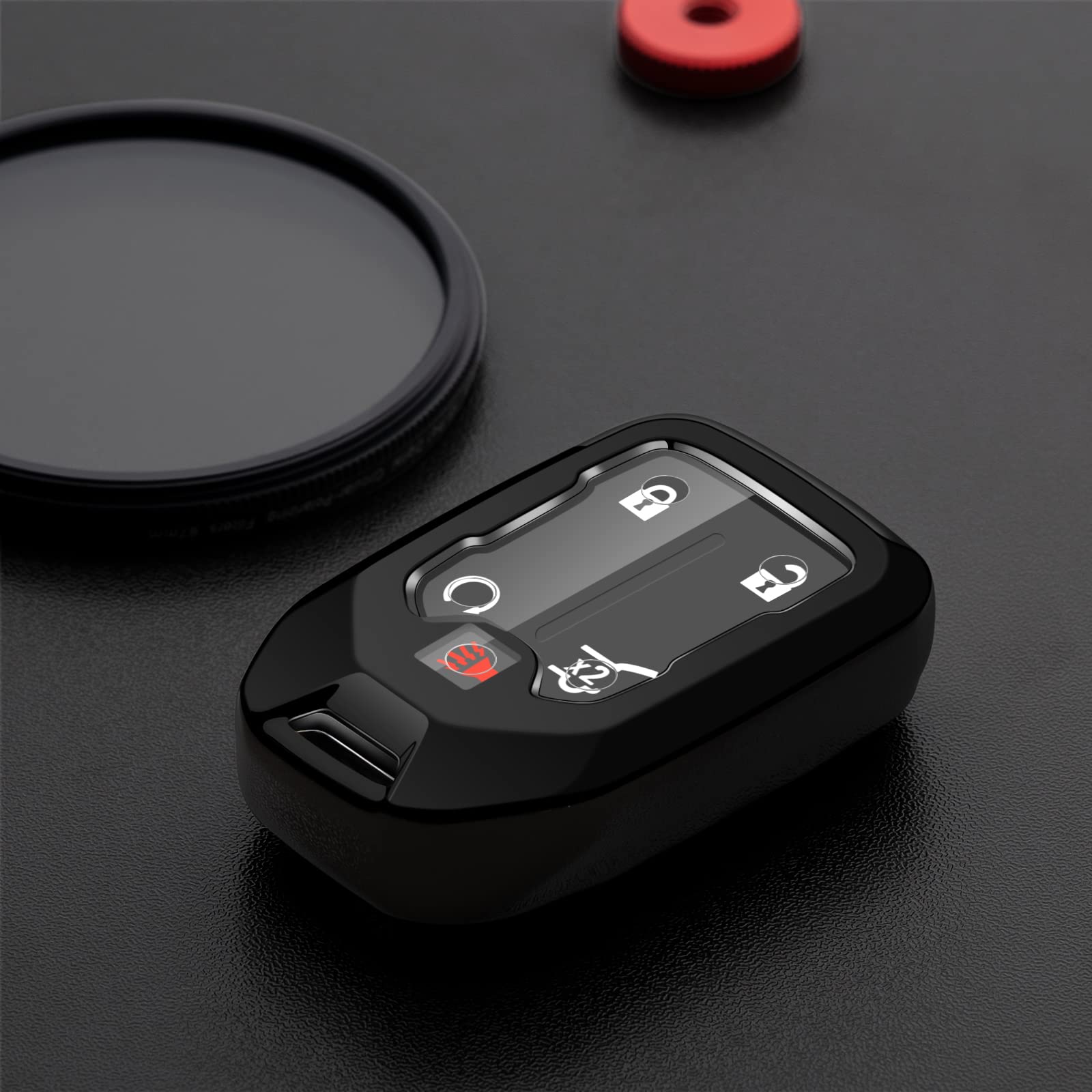 Tengare GMC Acadia Key Fob Cover 2024 2023 2022 GMC Terrain Key Fob Cover GMC Car Key Protector Case Holder Accessories