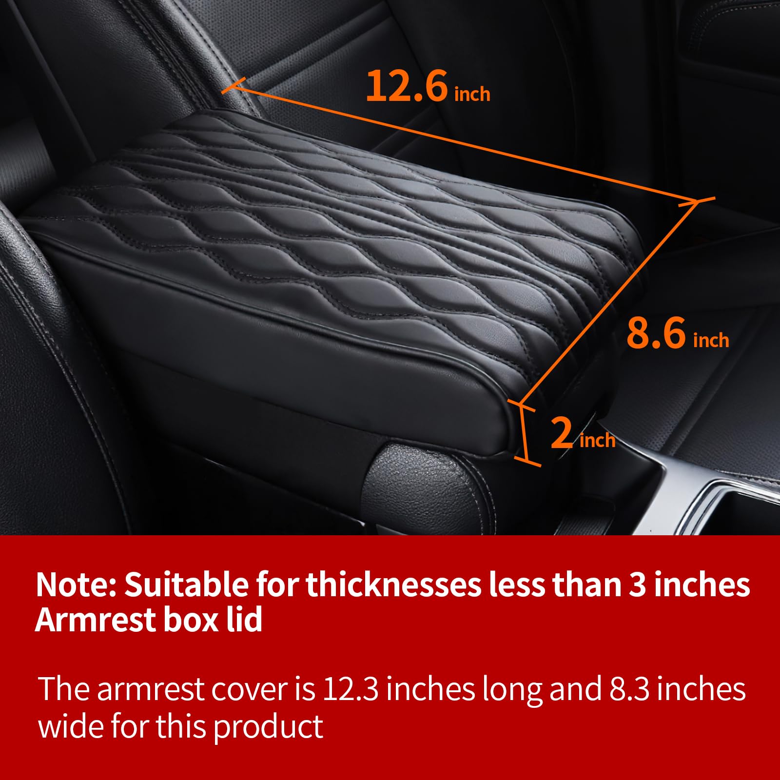 Fanruiqi Car Center Console Heighten Cover, Leather Memory Foam Car Armrest Booster Pads, Leather Car Armrest Cover Protector, S