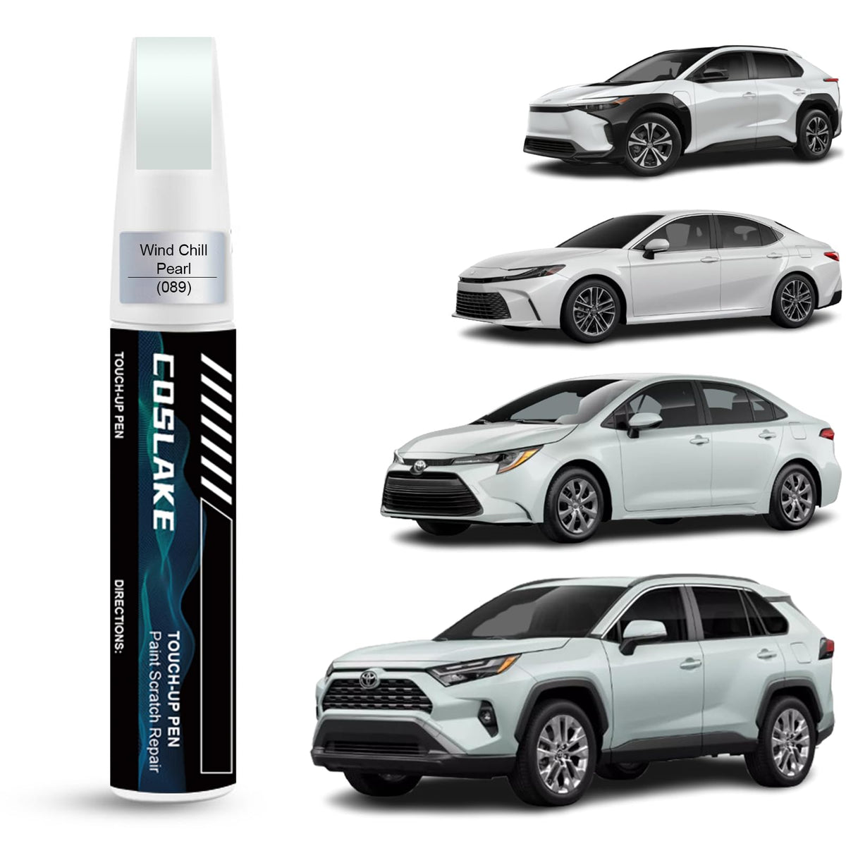 COSLAKE Car Touch Up Paint(Wind Chill Pearl(089(Include 2PS)) for Toyota, Car Paint Scratch Repair Kit, Quick & Easy Solution to