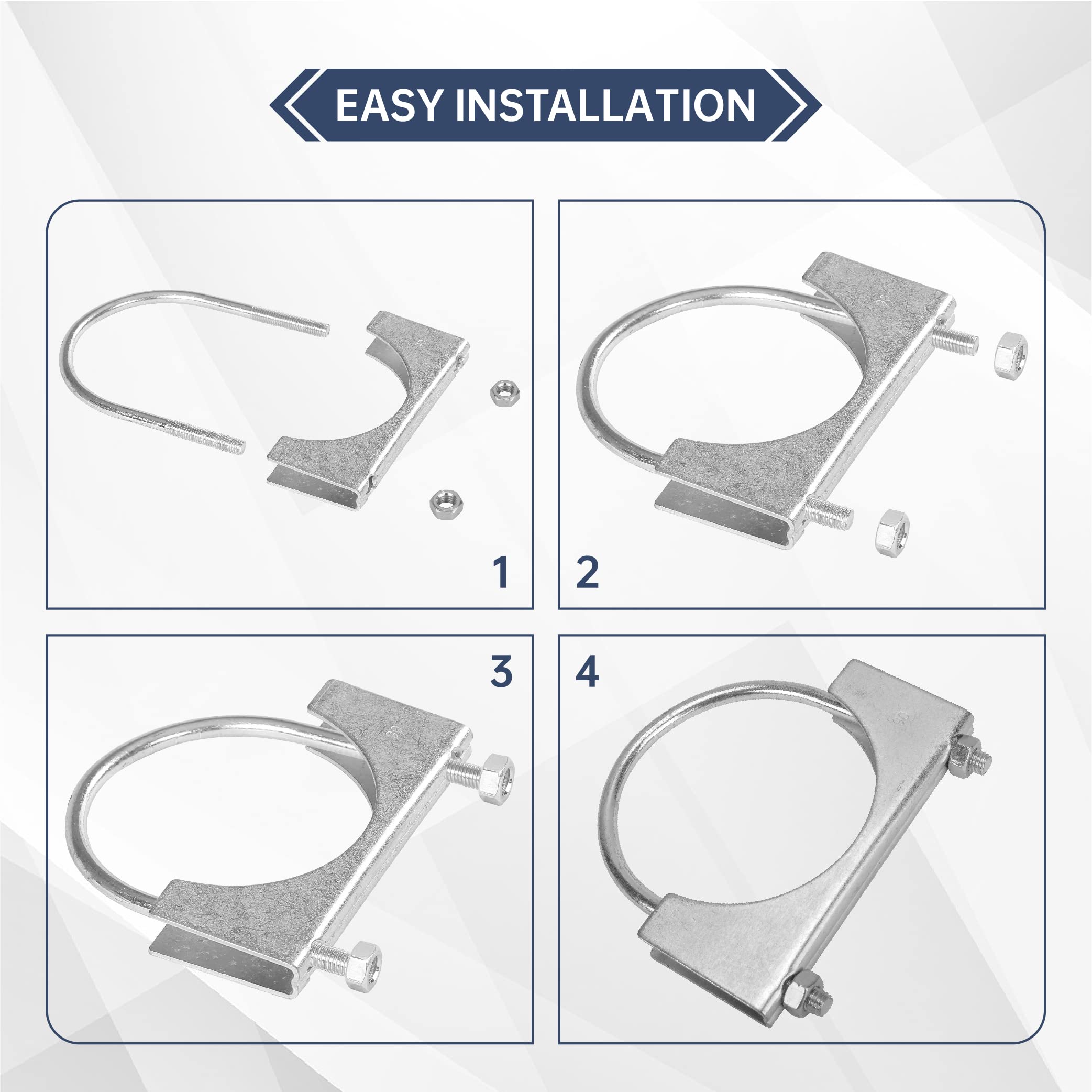 Batoneco 3.5'' U Bolt Clamp, Muffler Exhaust Clamps,3-1/2 Inch Saddle Style Heavy Duty Mild Steel(2-Pack)