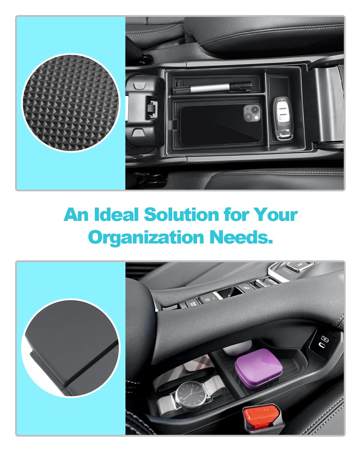 Cdefg 2Pcs For 2023 2024 2025 Hr-V Center Console Organizer Tray For 2023-2025 Honda Hr-V Lower Console Tray Storage Box Floor T