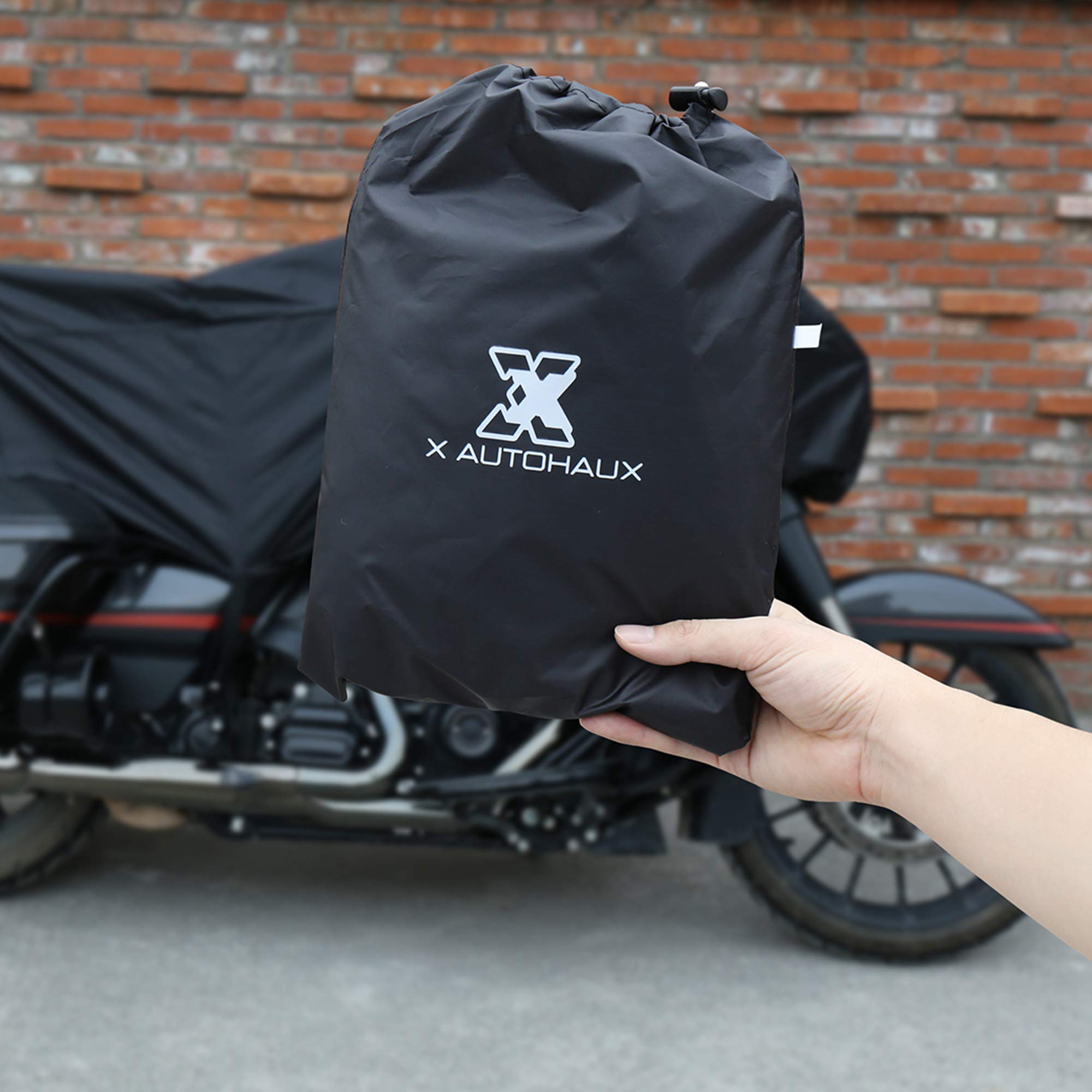 X Autohaux Motorcycle Cover Lightweight Half Cover Outdoor Waterproof Rain Dust Protector Black Xl For Most Full Dress Touring C