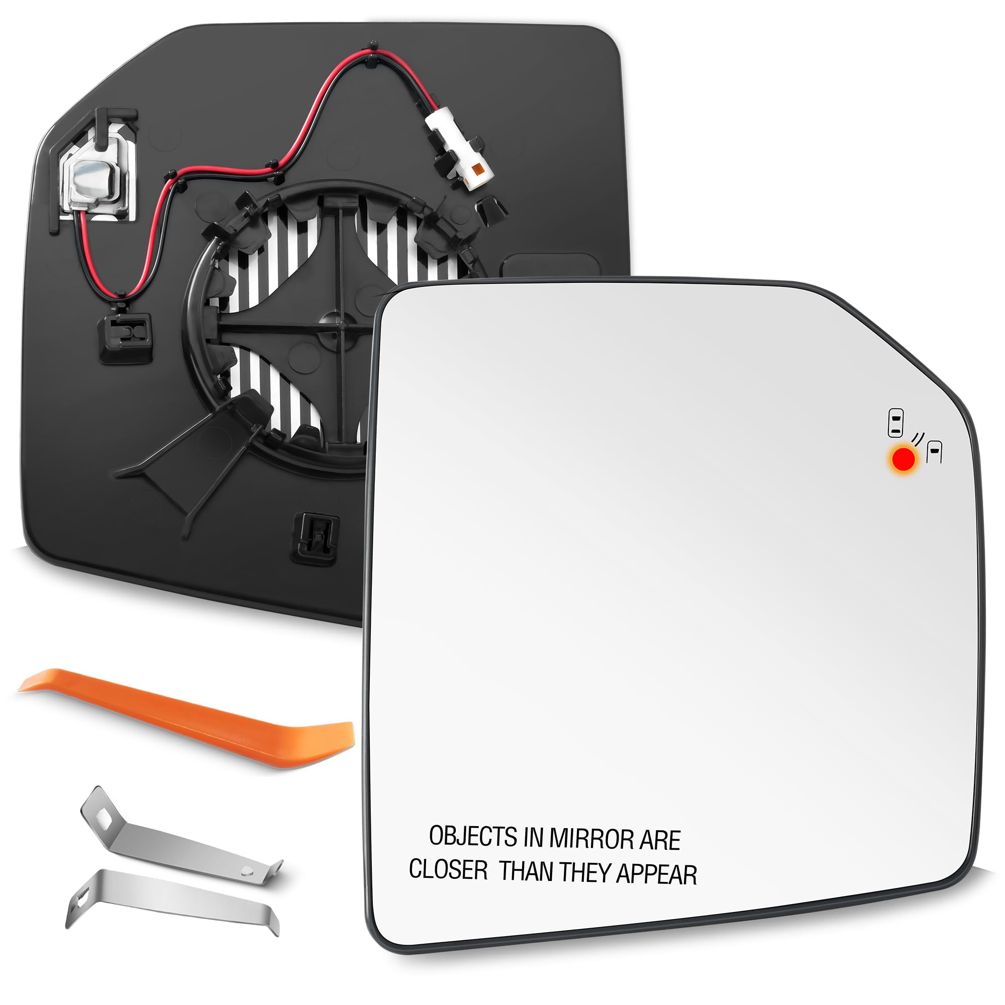 Snemeey Compatible With Ford F150 Passenger Side Mirror Glass 2015 2016 2017 2018 2019 2020 2021 - Right Side Ford F150 Raptor Mirror Replacement Glass, With Blind Spot Detection, Fl3Z-17K707-D