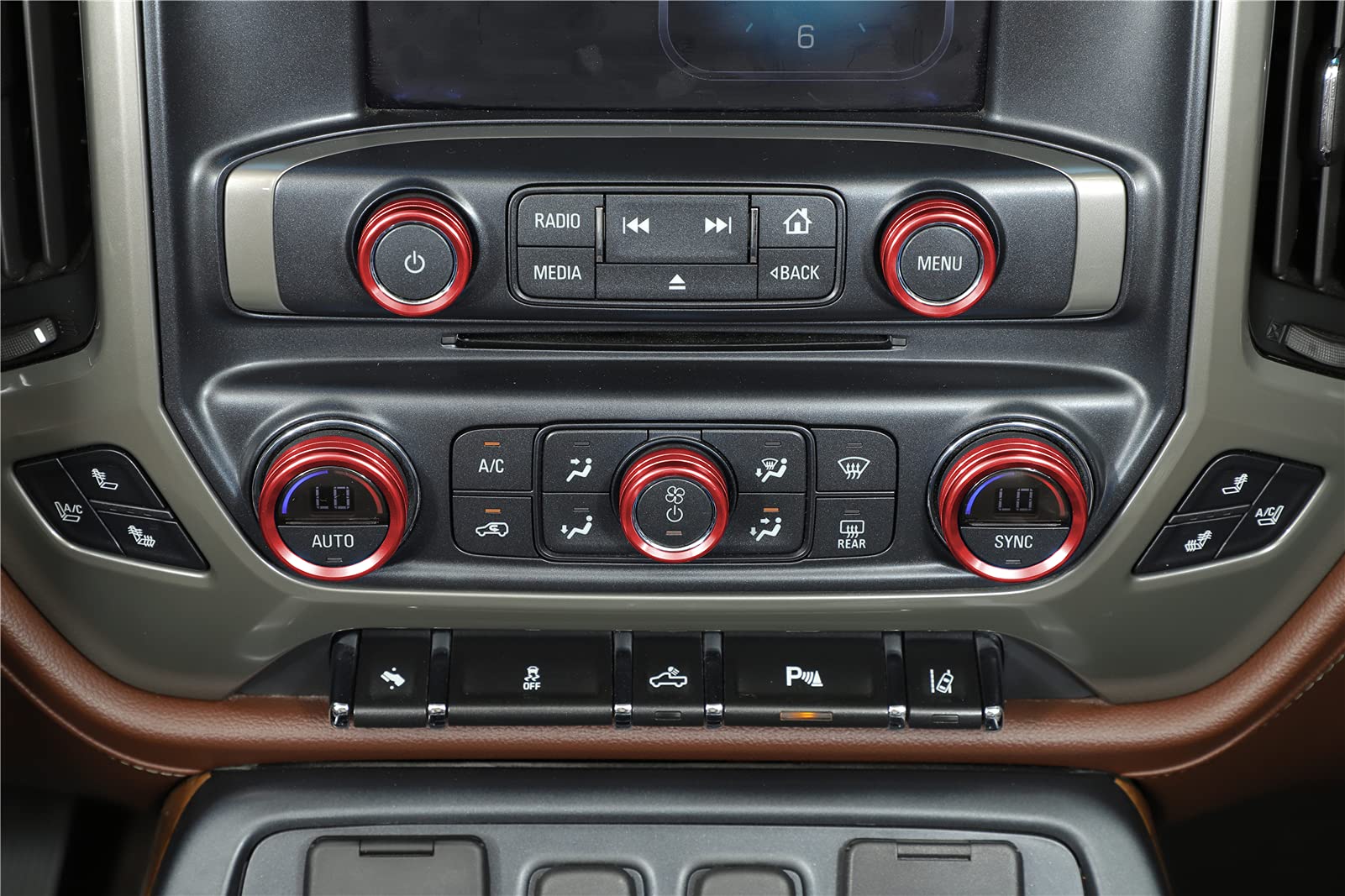 Jecar Center Console Switch Button Trim Air Conditioner Control Knob Cover For Chevy Silverado & Gmc Sierra 2014-2018, Red