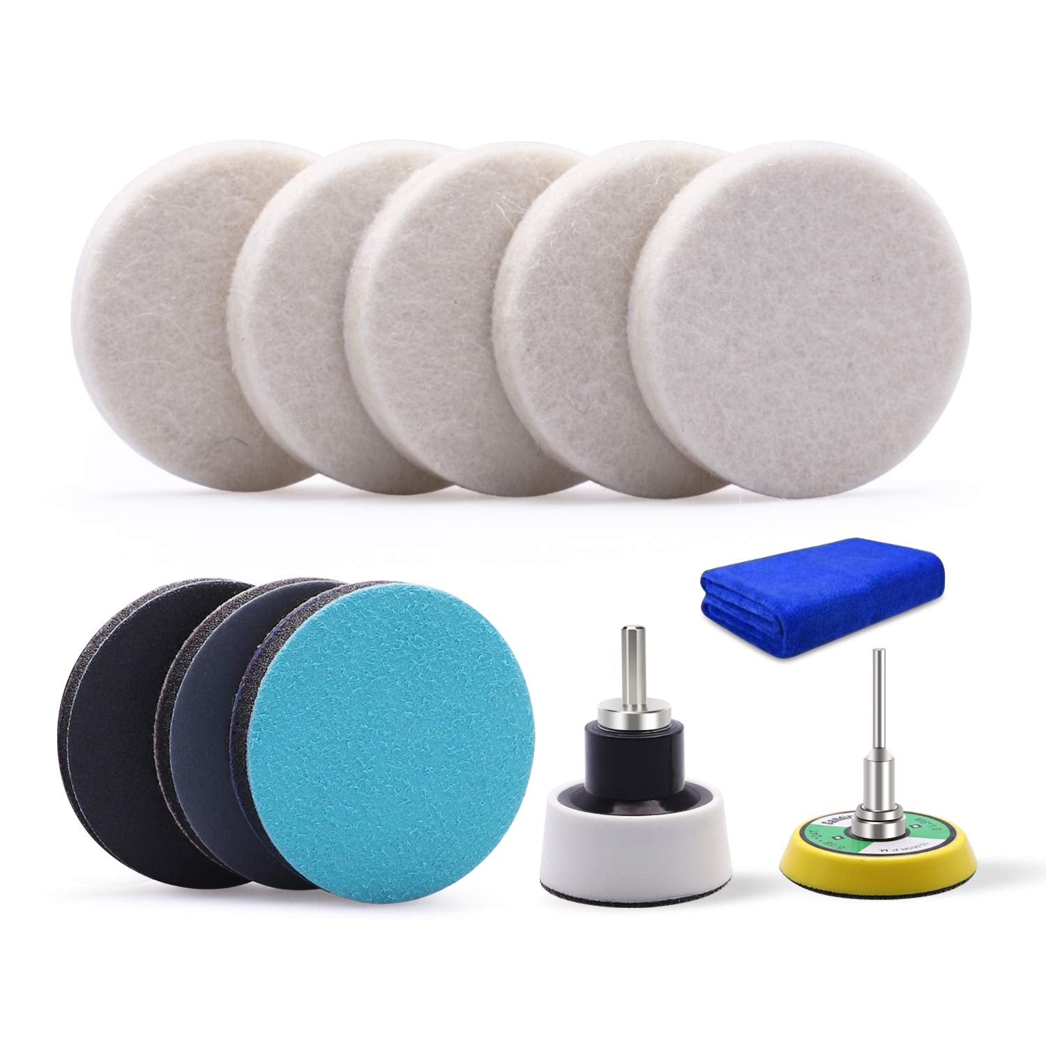 Glass Polishing Pad, PROMMON 2Inch Car Glass Felt Polishing Buffing Pad, 8pcs Polishing sanding discs, Felt Polishing Wheel with