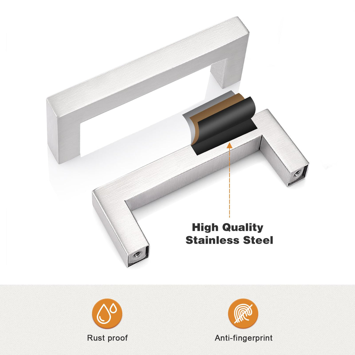 Probrico 50 Pack|Square Kitchen Cabinet Pulls 3-3/4' Hole Centers Brushed Nickel WBHDWB01H38YSZY