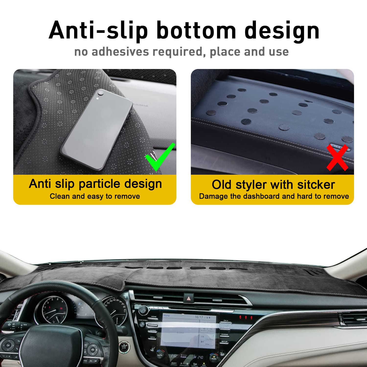 Remoch For Toyota Camry Accessories 2024 2023 2022 2021 2020 2019 2018 Dash Cover Dashboard Cover Mat Custom Fit Center Console Cover Sunshield Protector Pad(Gray)