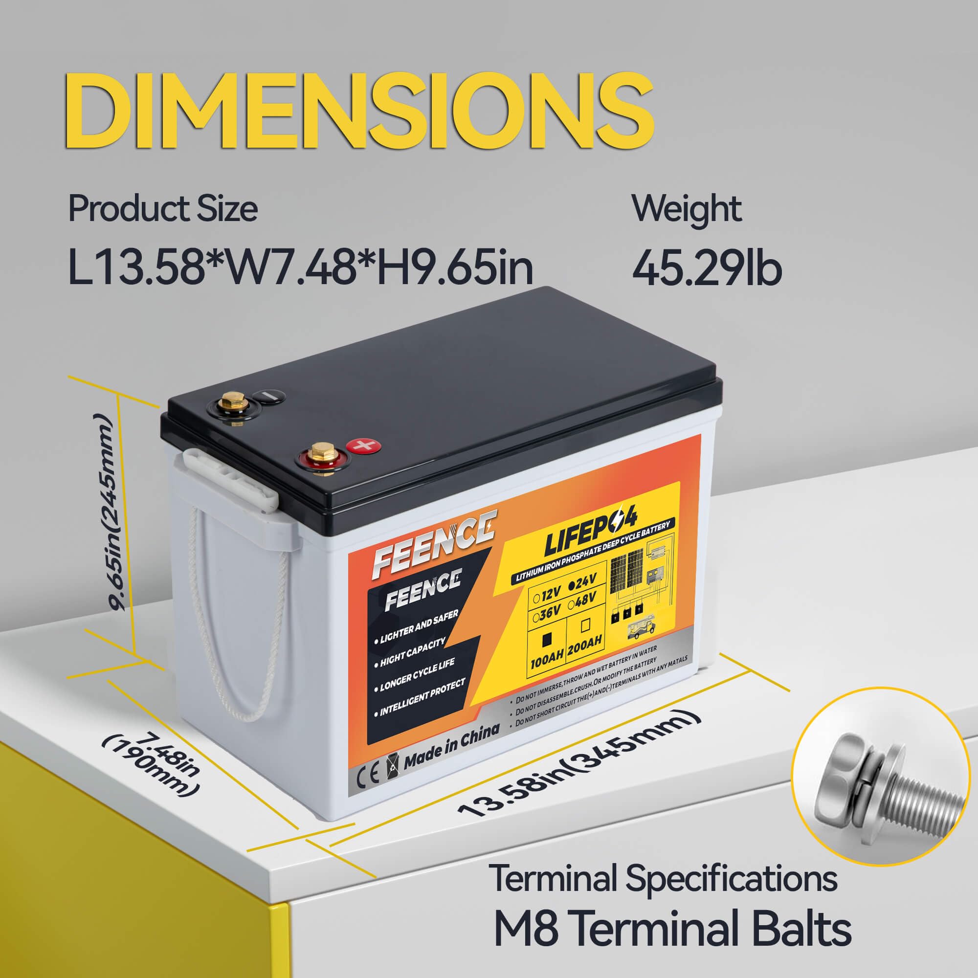 24V Lithium Battery 100AH Lifepo4 Battery Built-in 100A BMS,Specialized for 24V Trolling Motors,UP to 8000 Deep Cycle,Perfect fo