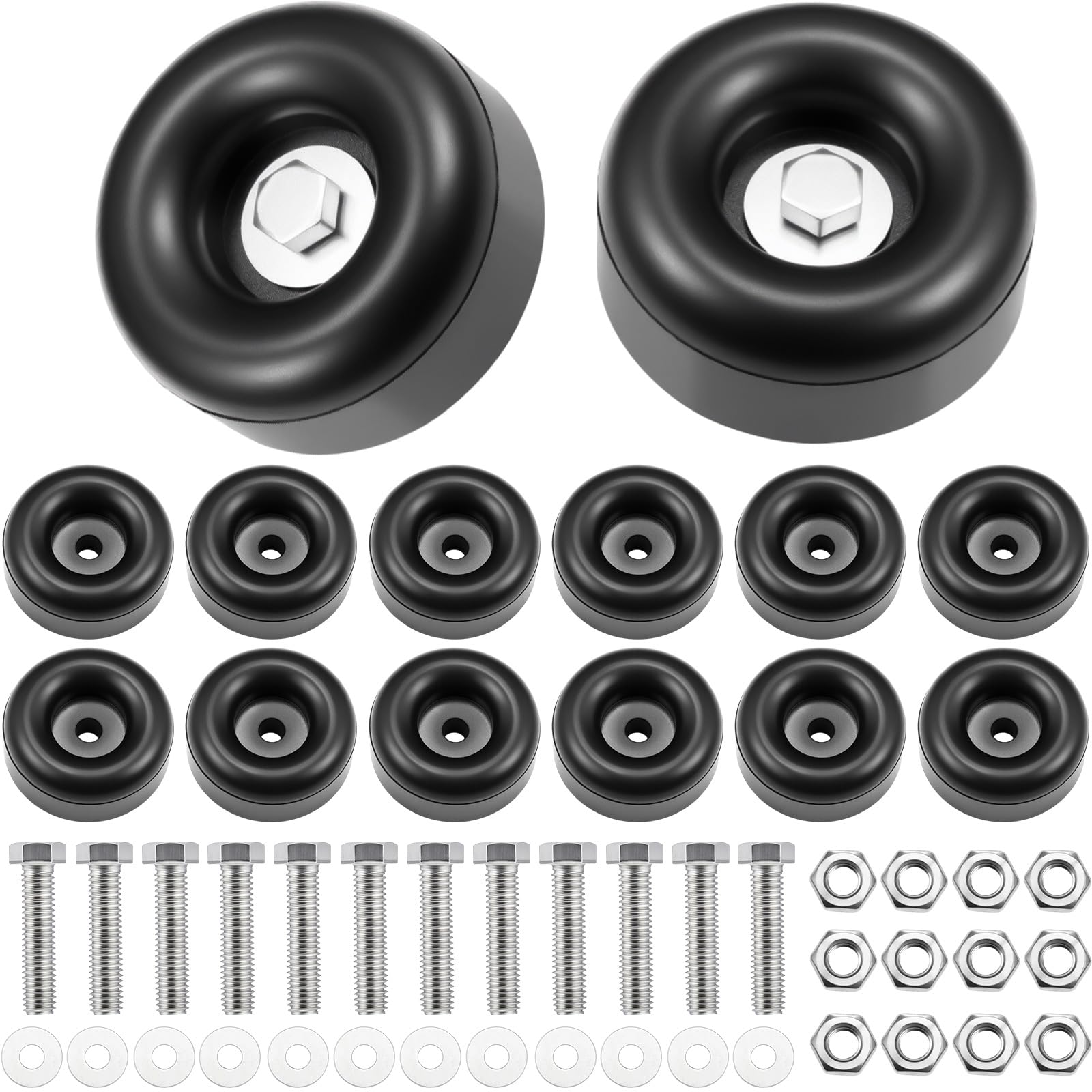 BBTO 12 Packs 2.5 Trailer Ramp Door Bumper Including Screw Kits, Trailer Door Bumper Compatible with Cargo Ramp, Truck Gates Rou