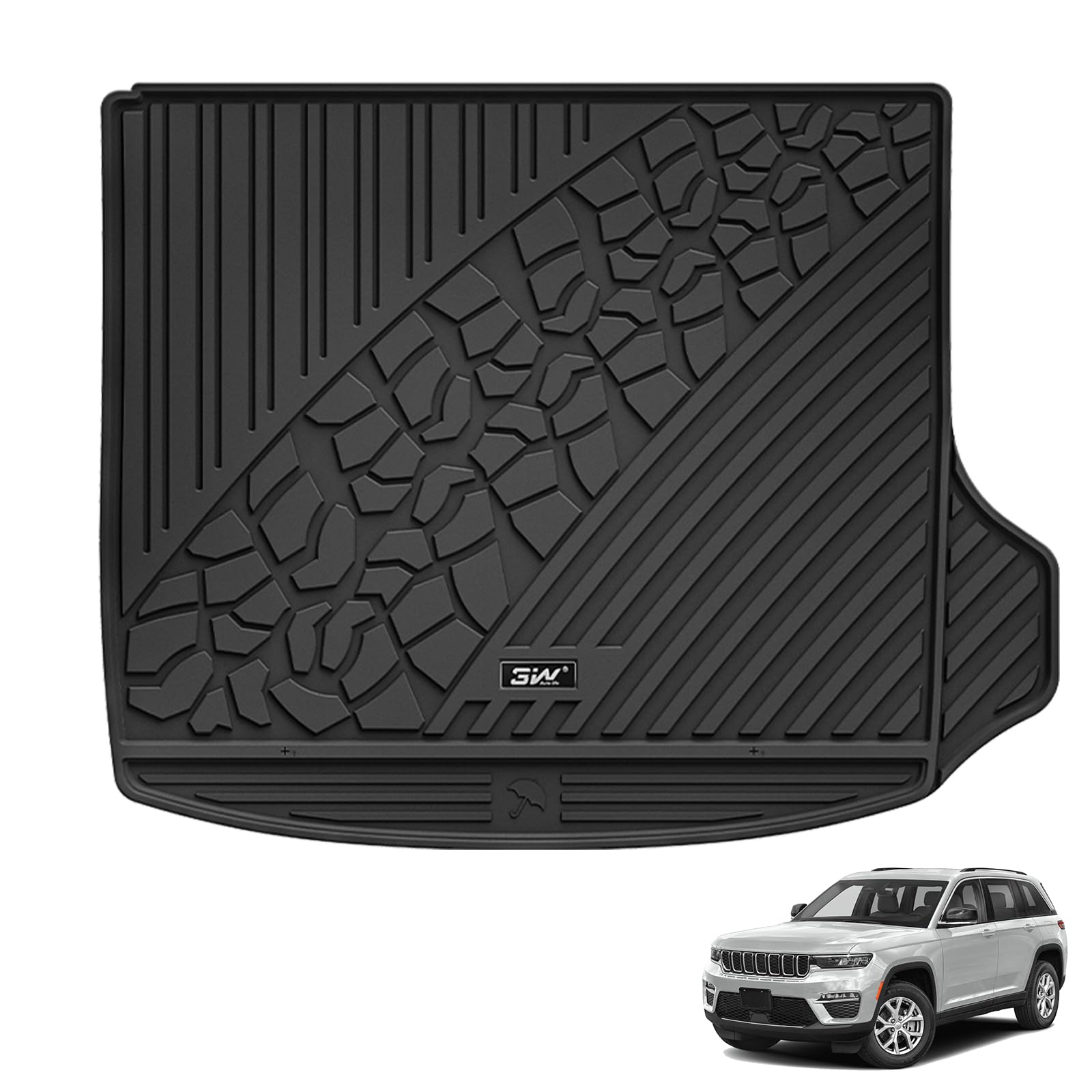 3W Cargo Liner Fit For 2022-2025 Jeep Grand Cherokee (Non L) Tpe All Weather Custom Fit Trunk Mat, Black