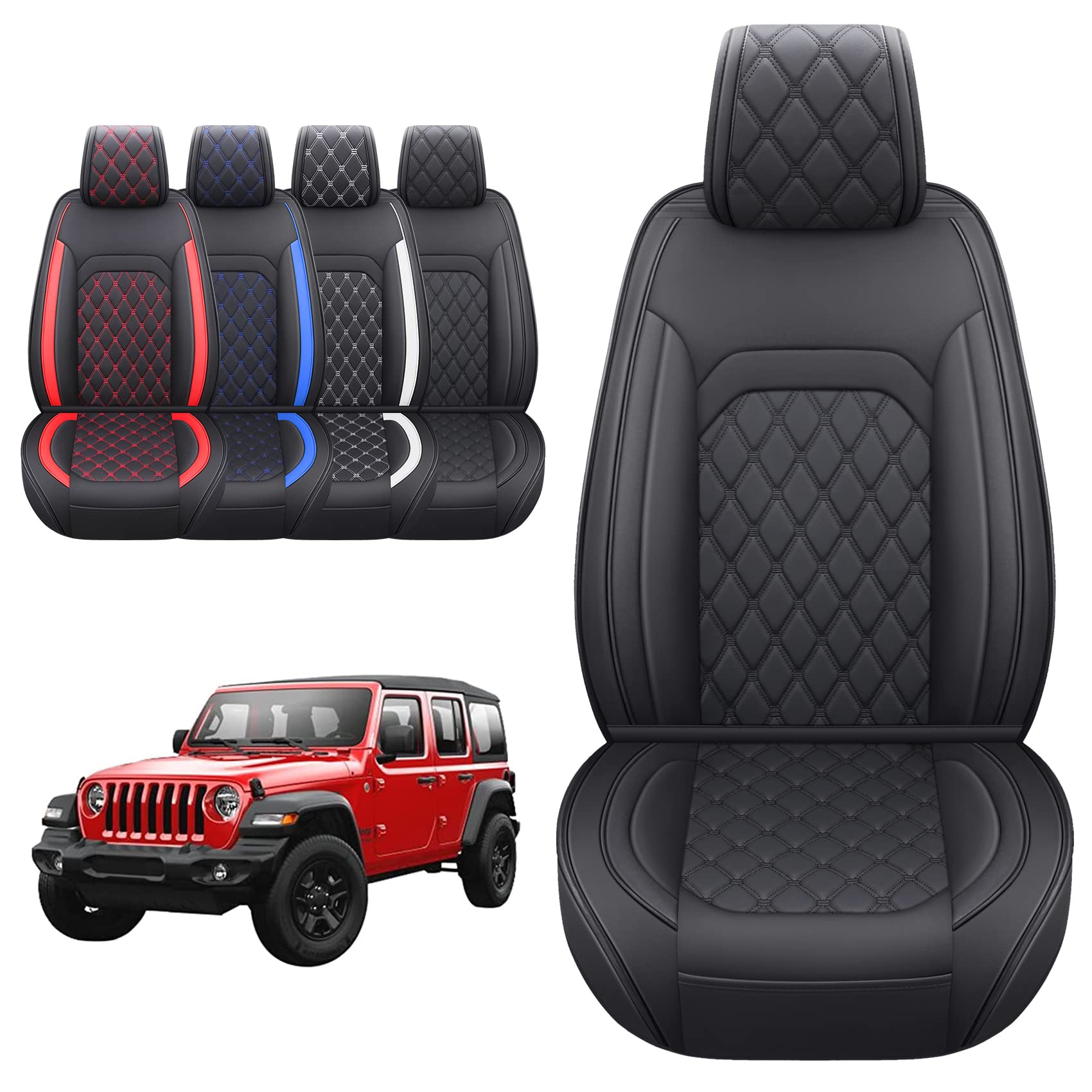 Aierxuan Jeep Wrangler JK JL Front Seat Covers Custom Fit 2/4 Door 2007-2025 Unlimited Rubicon 392 Sahara Willys Sport High Alti