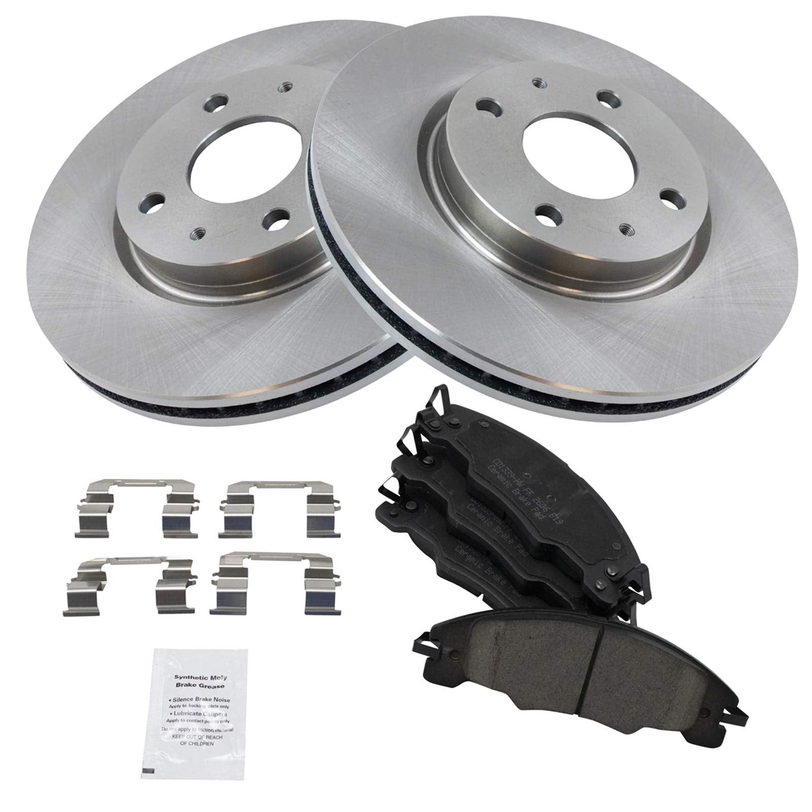 Trq Front Brake Pad & Rotor Kit Brake Pads Brake Rotor Ceramic Compatible With 2008-2011 Ford Focus