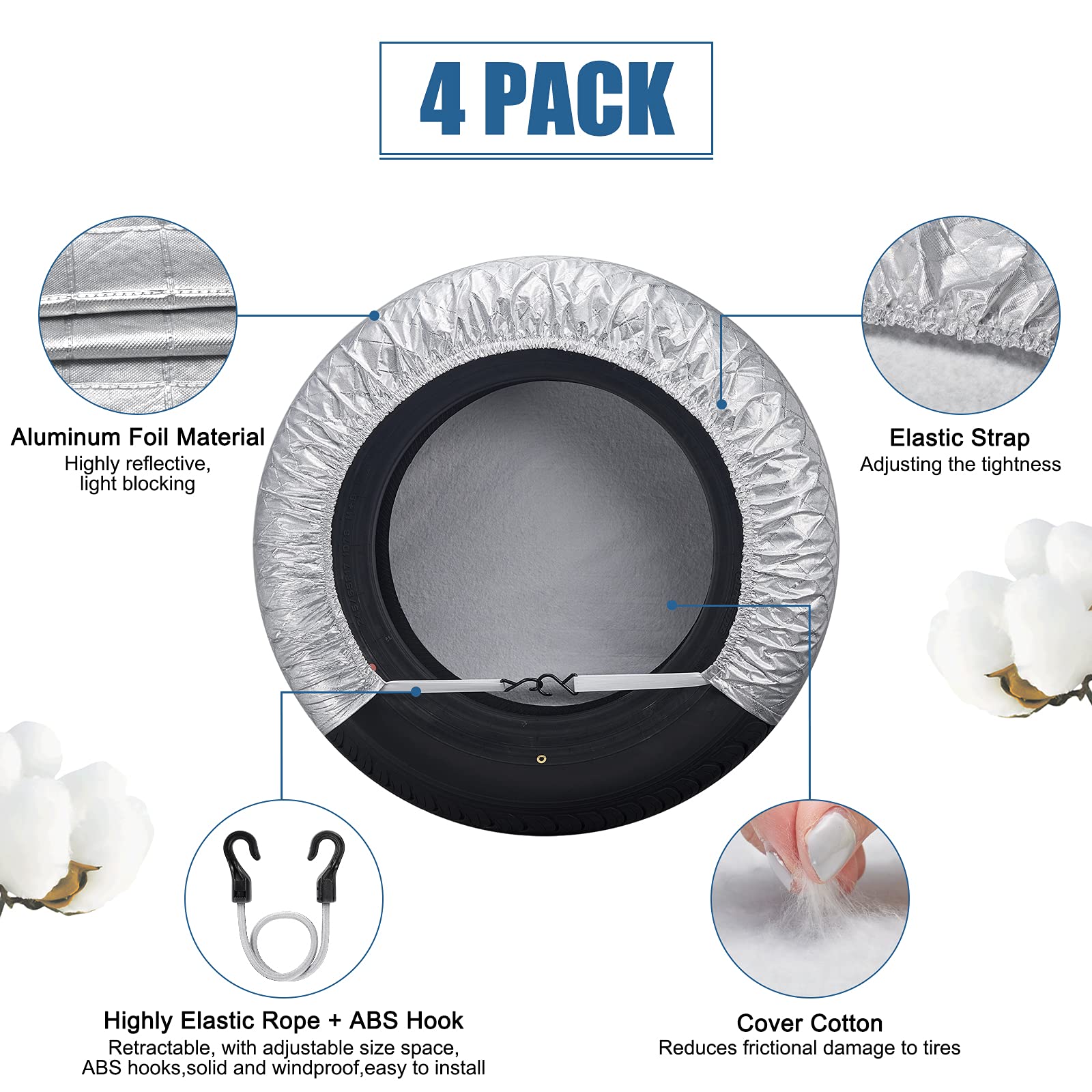 Syeral Rv Tire Covers Set Of 4, Waterproof Anti-Uv Snow Sun Rain Wheel Tire Protectors Covers For Trailer,Camper,Rv,Truck,Suv,27