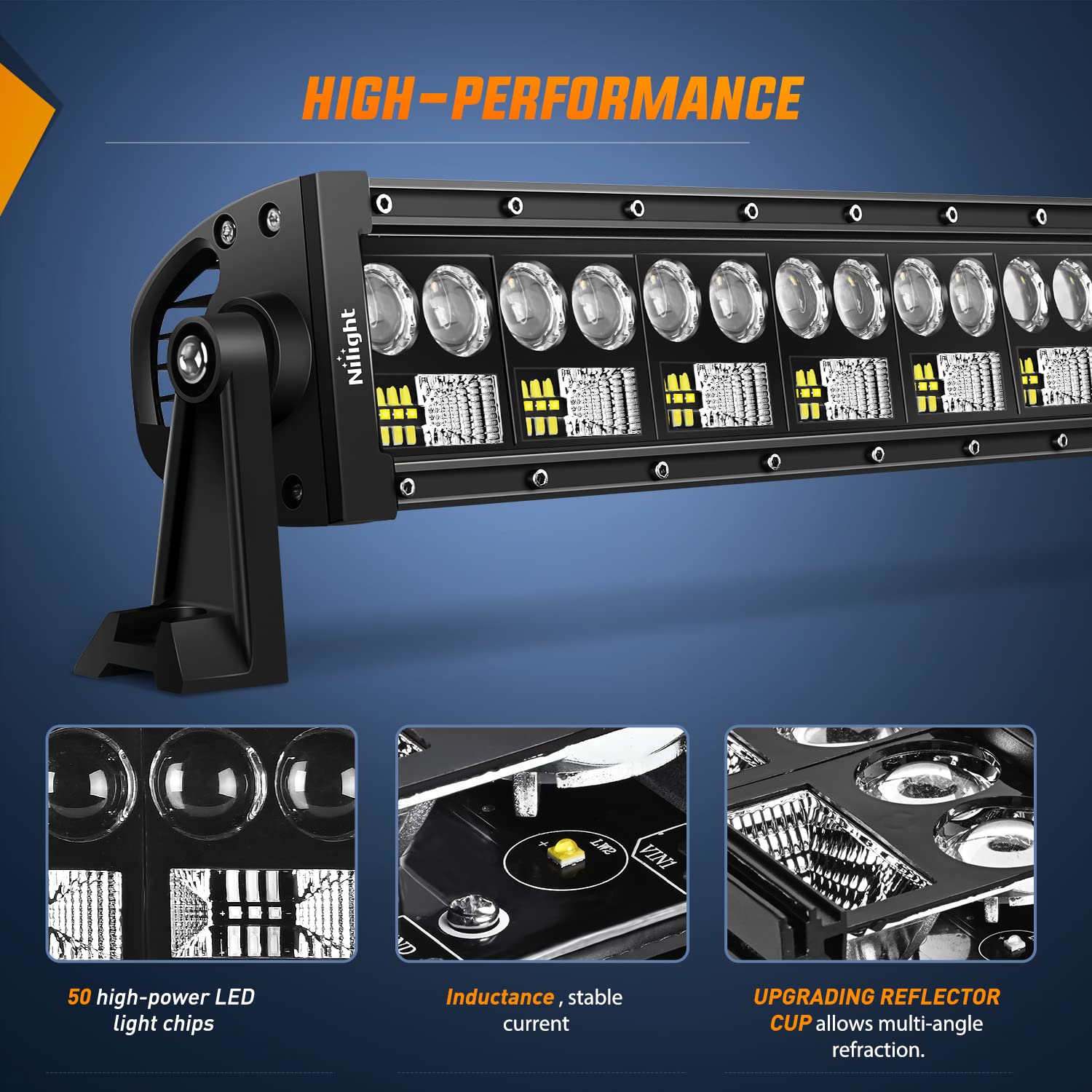 Nilight 73003C-A 22Inch 150W Double Row 15000Lm 7D Flood Spot Combo Beam Led Light Bar