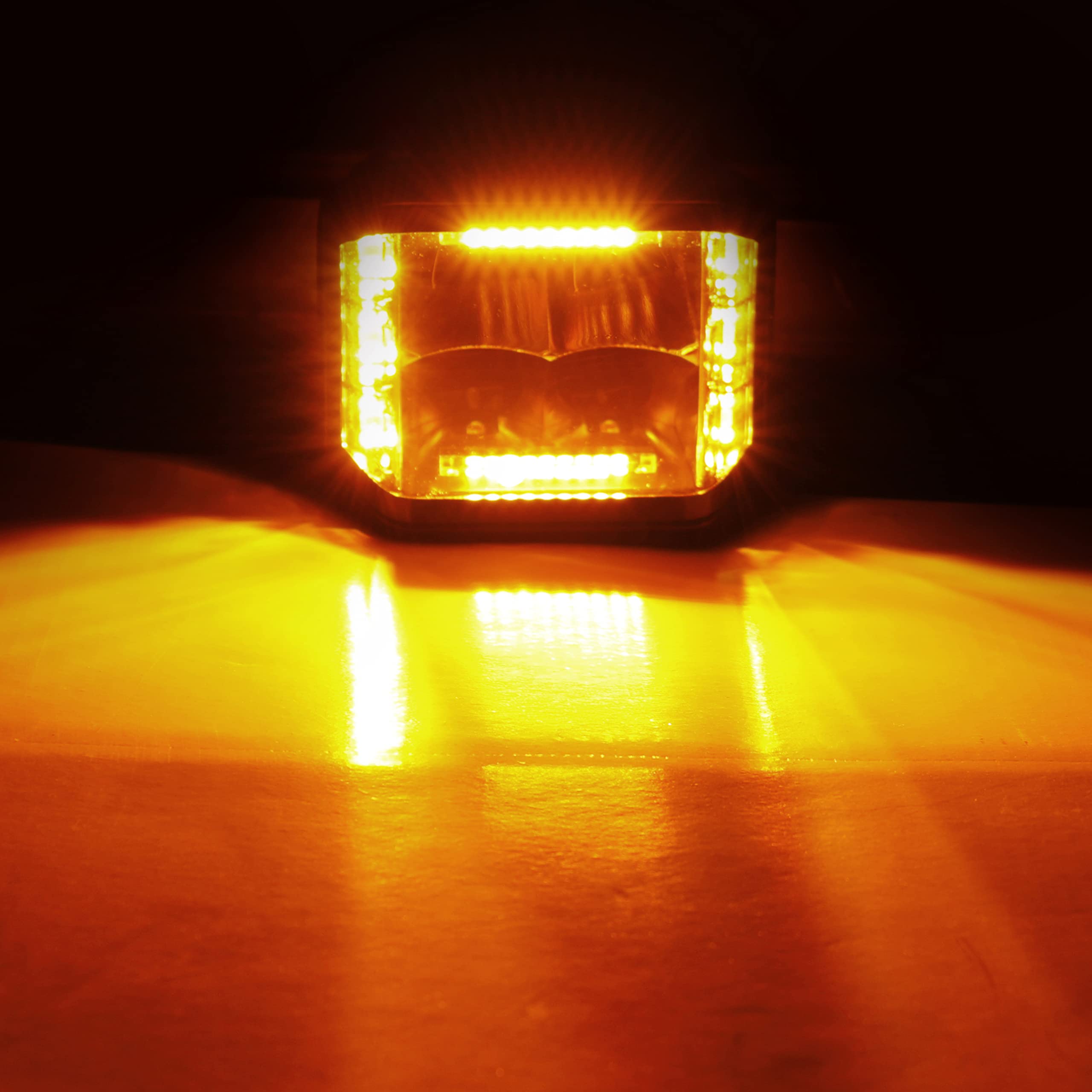 Go Rhino 750700322Scs Blackout Combo Series - Sideline 4X3 Led Cube Spot Lights, Pair, W/Amber Leds