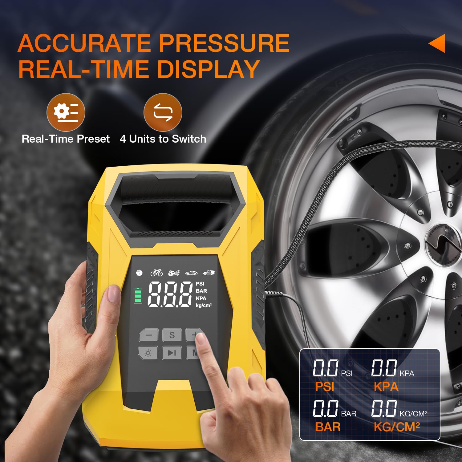 Nilight Ac/Dc Tire Inflator Portable Air Compressor Dual Power Supply 110V Ac 12V Dc 150Psi Fast Inflation Heavy Duty With Led L