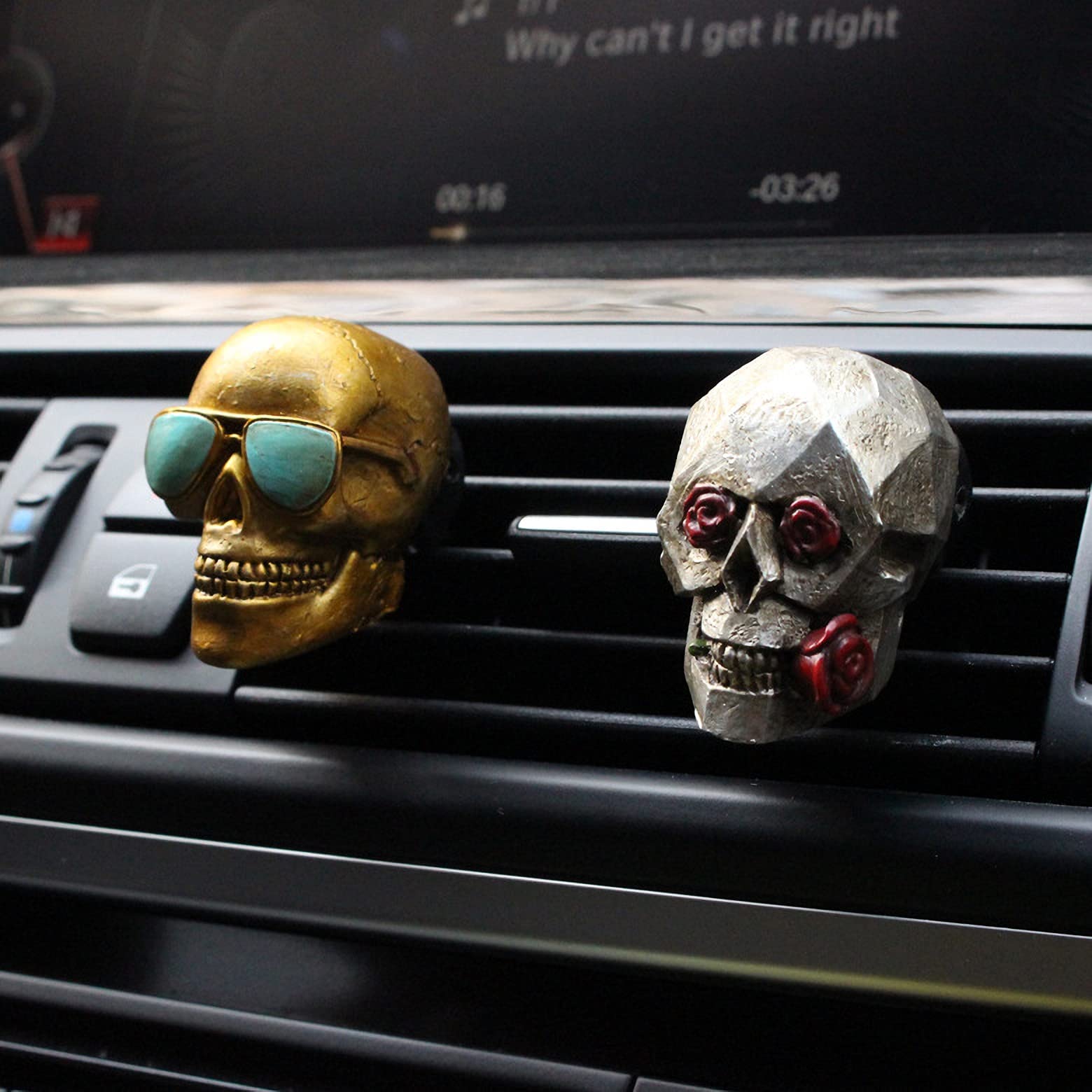 Halloween Car Decorations Sugar Skull Air Freshener Car Decor For Women Men Teens Witchy Gifts Cool Stuff For Automotive Truck V