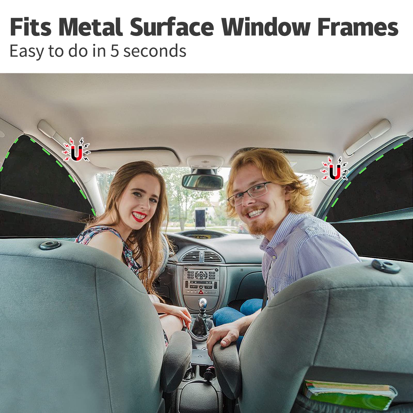 ZATOOTO Car Window Shades - 2 Pcs Black Silk Side Front Protection Covers - Magnetic Privacy Sun Shades Curtain Keeps Cooler for Baby Kids Sleeping