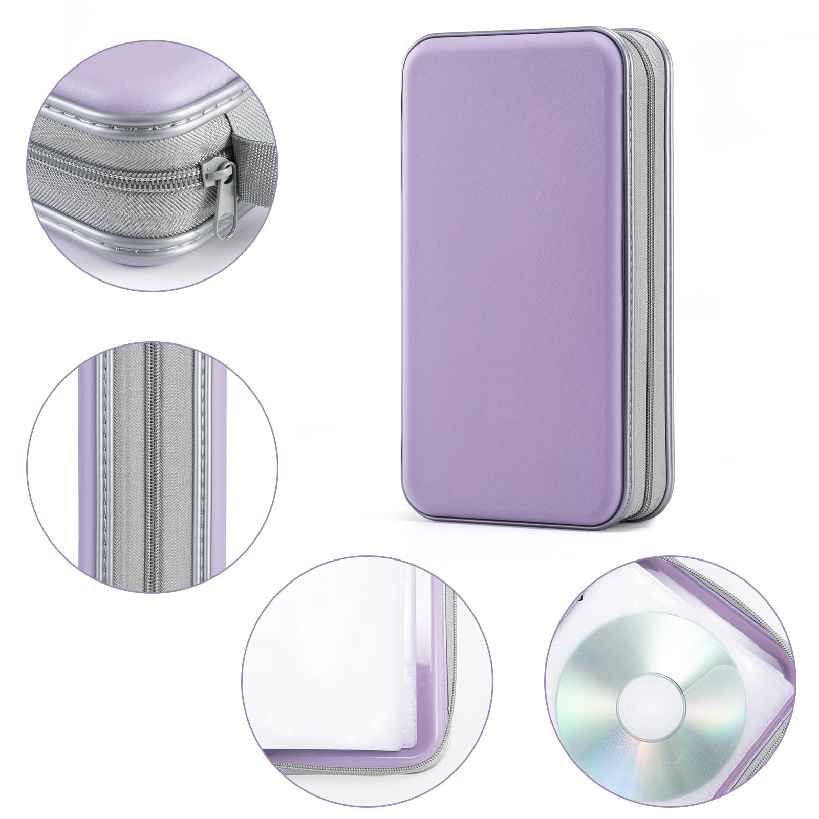 Liovode Dvd Case, 96 Capacity Cd Case Portable Cd Case Holder Storage Hard Plastic Dvd Cd Wallet Holder Organizer For Car (Laven