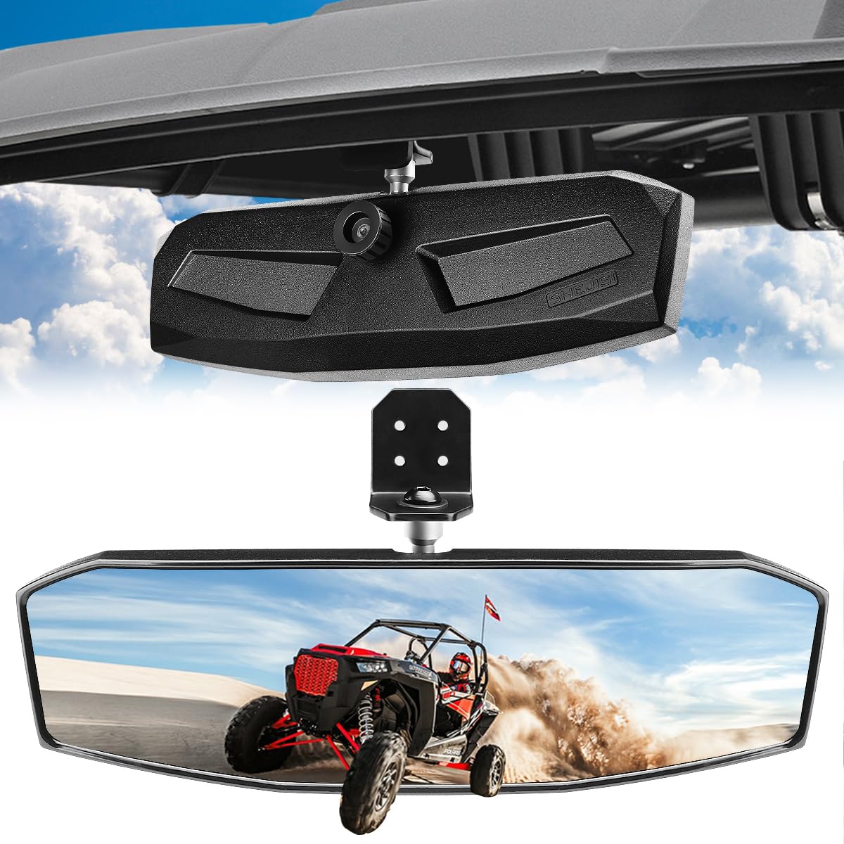 Ranger Rear View Mirror,SHEJISI 2023 New UTV Mirrors,Compatible with 2017-2023 Polaris Ranger 500 570 900 XP 1000 XP/Crew/EPS,Mu