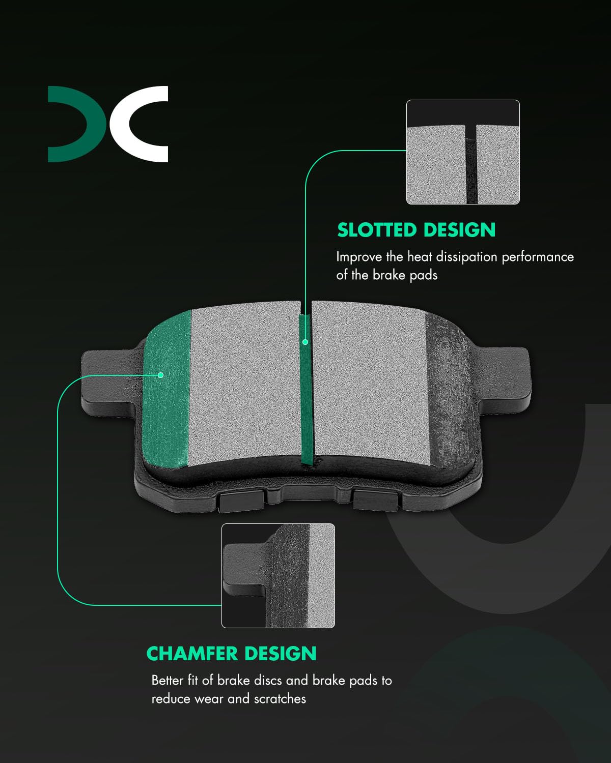 Ceramic Brake Pads Kit,Scitoo Brake Pads Rear Fit For 2009-2010 For Acura Tsx,2008-2012 For Honda Accord, D1336