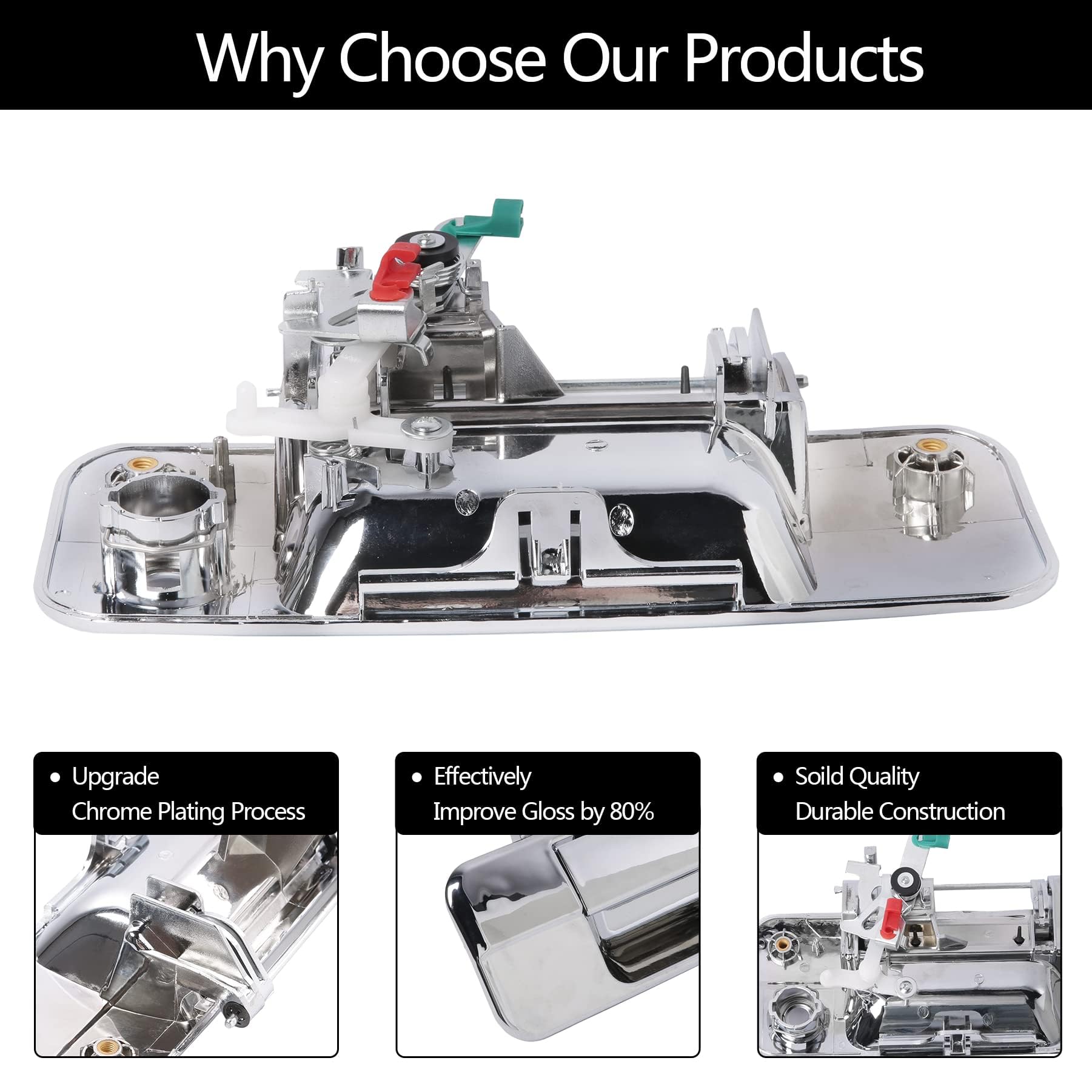 Gledewen Chrome Tailgate Door Handle, Compatible With Toyota Tundra 2007-2013, Exterior Rear With Keyhole | Replaces# 69090-0C04