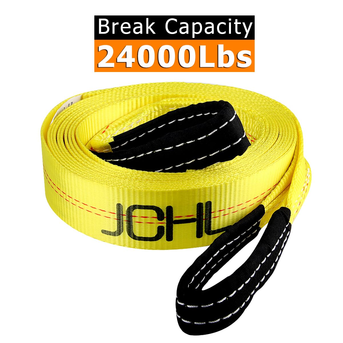 Jchl Recovery Tow Strap With Reinforced Loops 2Inx20Ft Heavy Duty 24,000Lb Break Strength Vehicle Recovery Rope Use For Emergenc