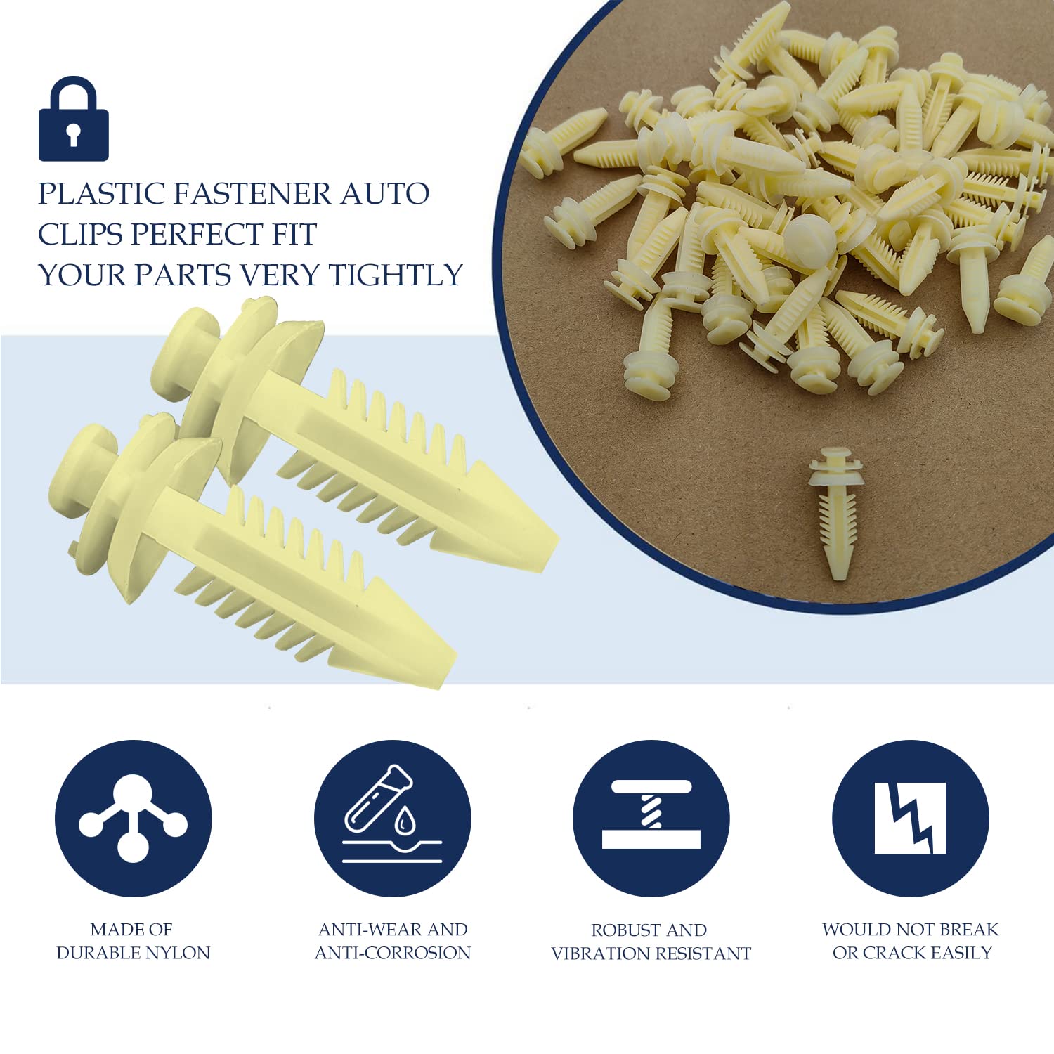 Rydowenna 50Pcs Door Trim Panel Retainers Clips Compatible With Gm Suv Pickup Truck Chevy 15545202 White