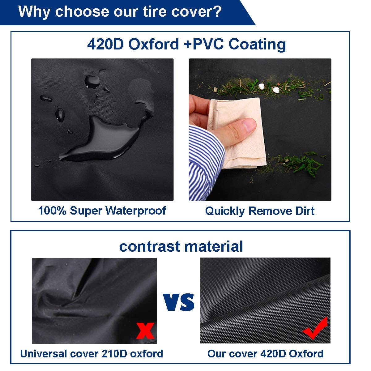 Aebitsry Tire Covers For Rv Wheel, (4 Pack) Wheel Covers Waterproof Oxford Sun Uv Tires Protector For Trailer, Camper,Universal