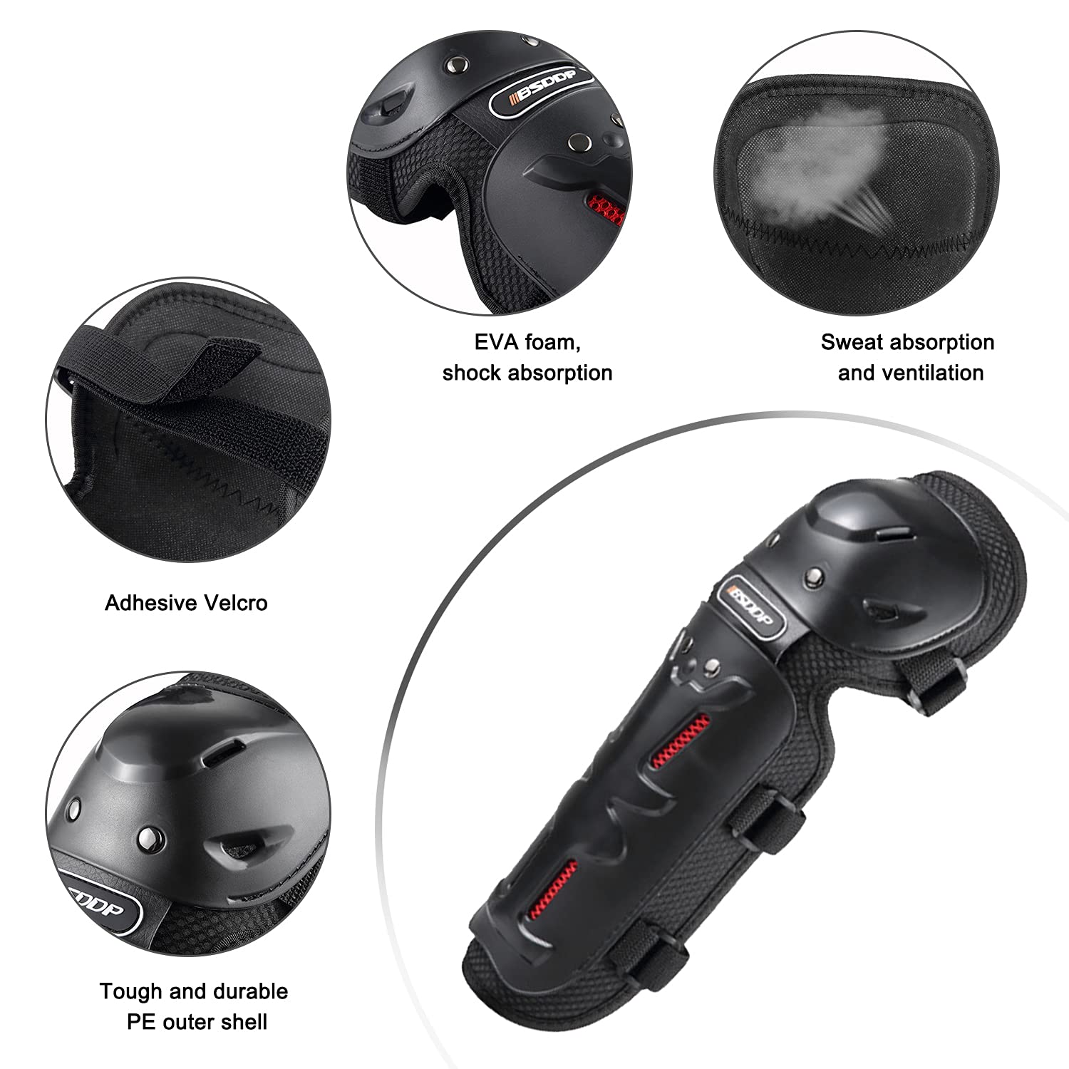 Muydz 4Pcs Knee And Elbow Pads With Adjustable Protection Gear For Men And Women Motorcycles Skate Motocross Extreme Sports