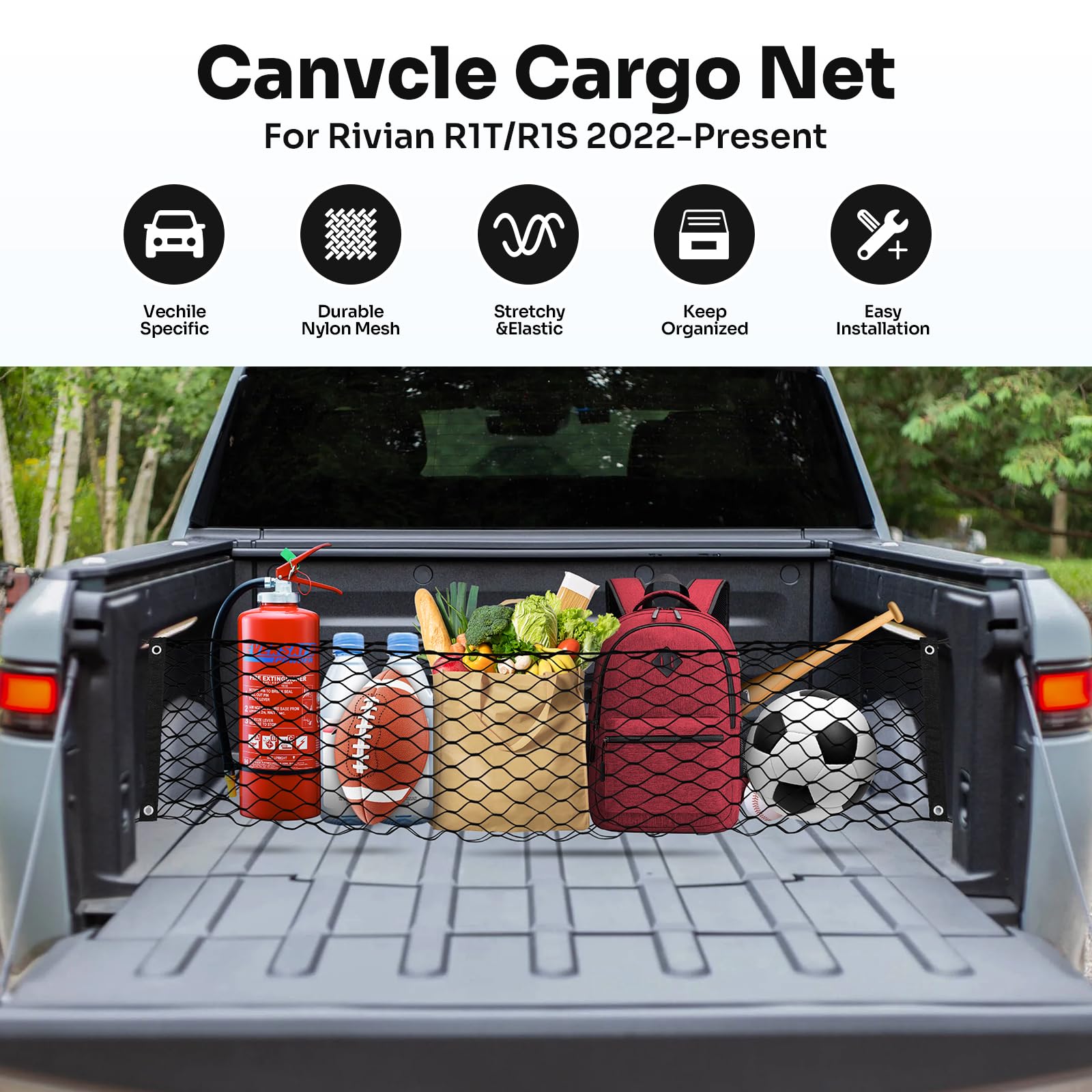 Canvcle Trunk Cargo Net for 2023-2025 Kia Sportage Accessories Envelope Style Mesh Trunk Net Organizer and Storage Stretchable A