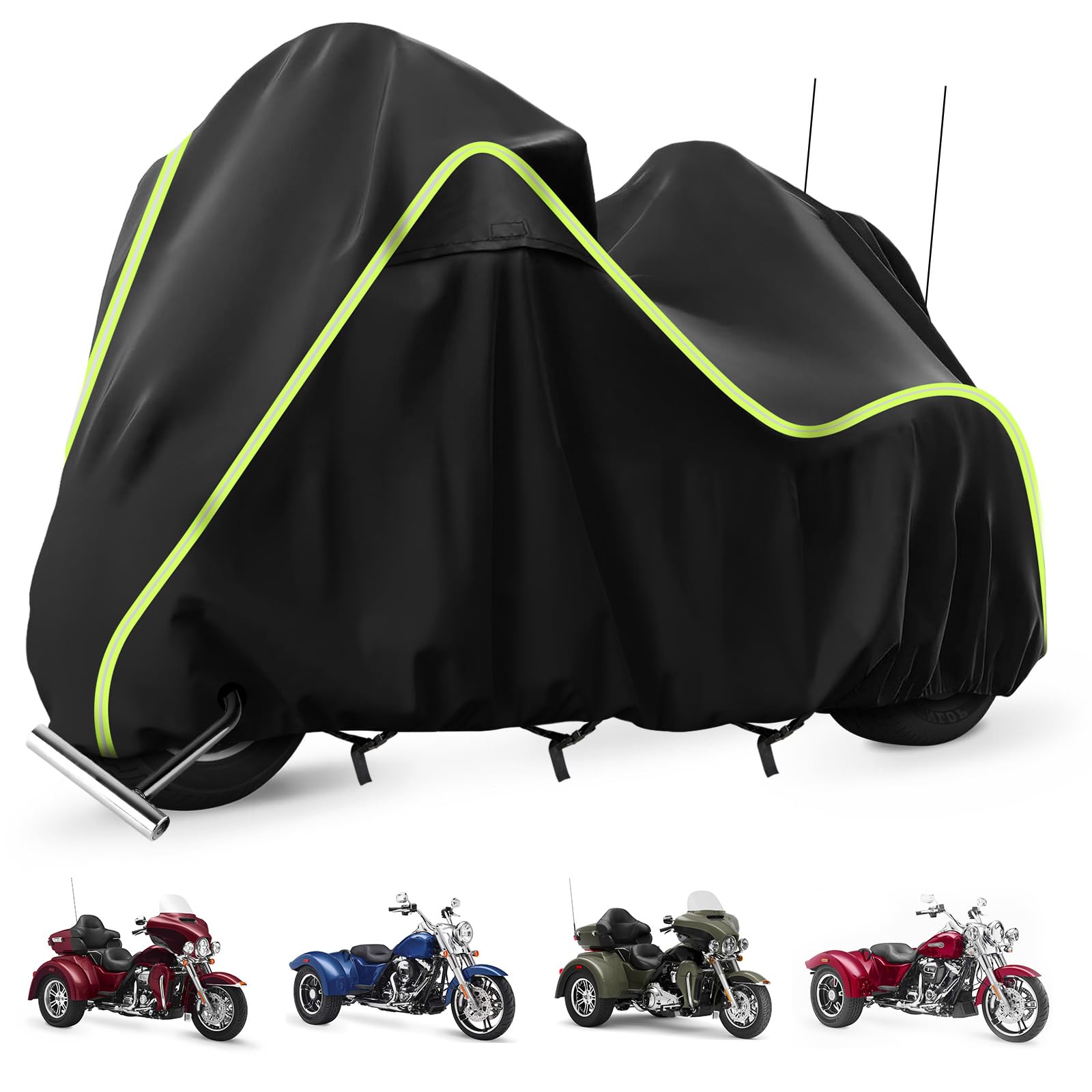 Qunsunus Motorcycle Cover For Harley Davidson Trike Models Freewheeler/Tri Glide Ultra/Cvo Version/Gold Wing With Vent And Anten
