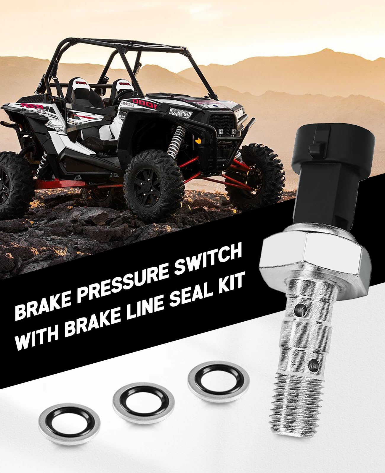 UNIGT Brake Pressure Switch with Brake Line Seal Kit Compatible with Polaris Ranger XP 1000 2019-2024, RZR 2016-2021, Sportsman